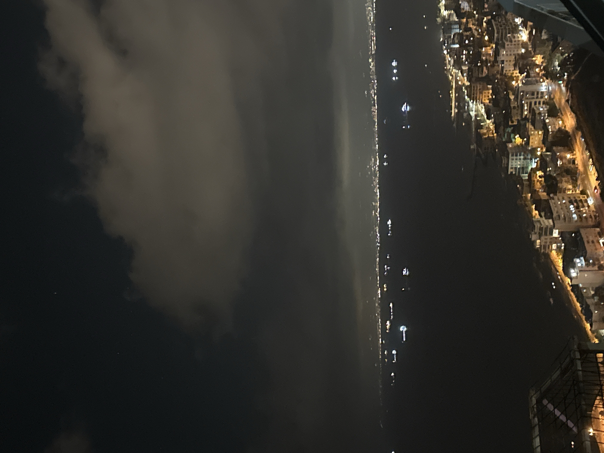 Haifa at night, from the hilltop down to the sea