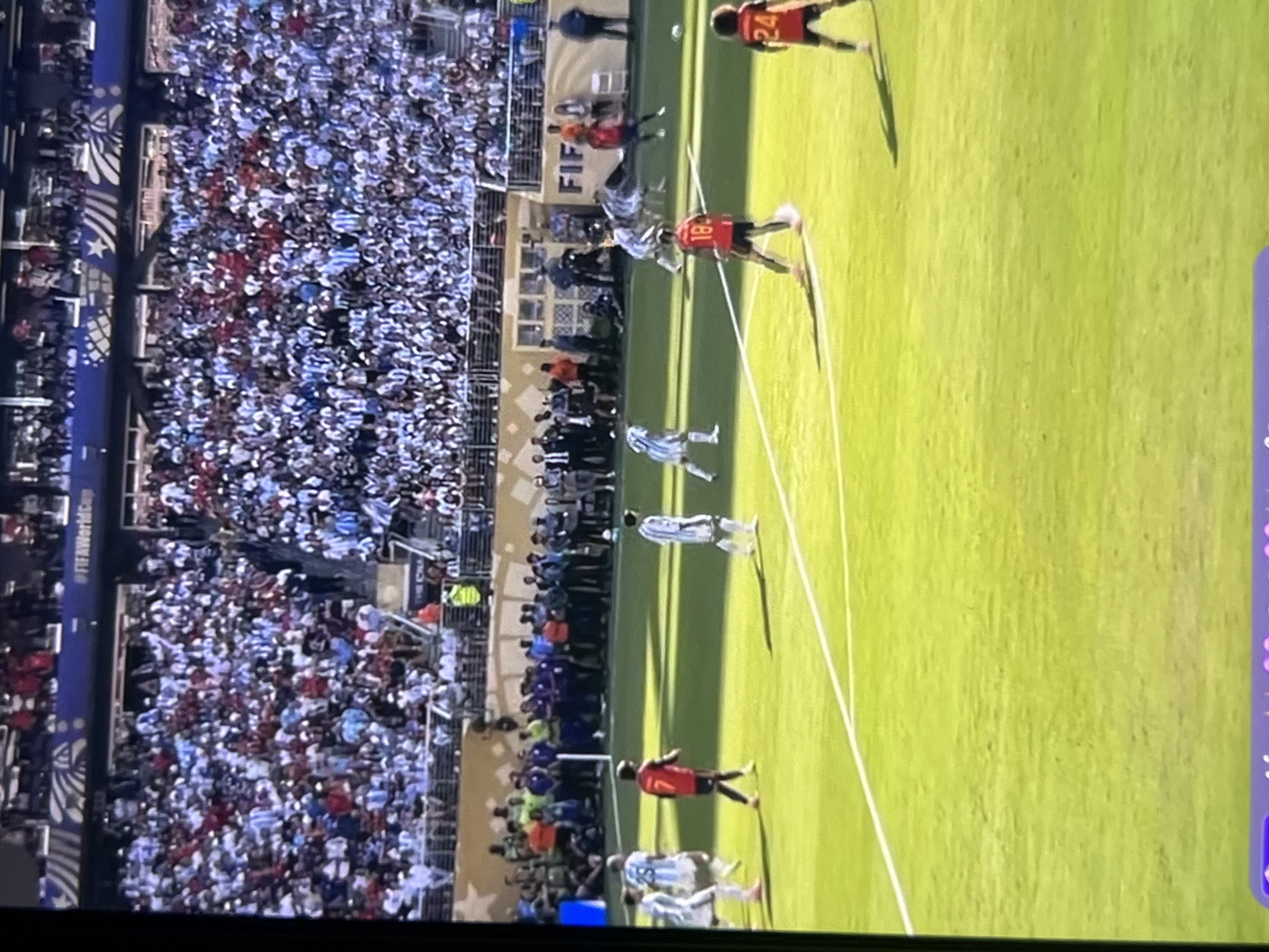 Packed stadium soccer match in Montfermeil, France