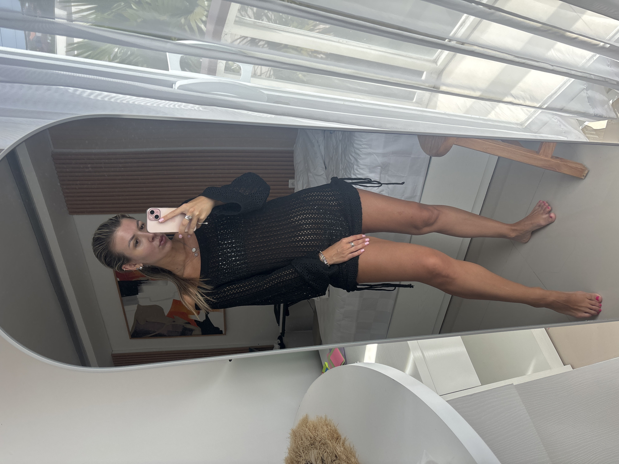 Mirror selfies showcasing beach cover-up outfit options