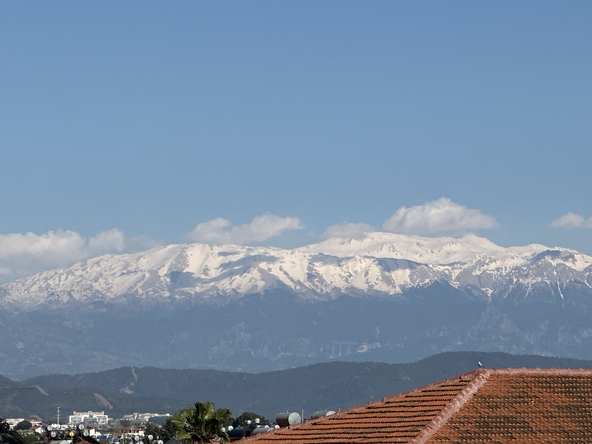 Clear mountain vista photographed from elevated position in Fethiye