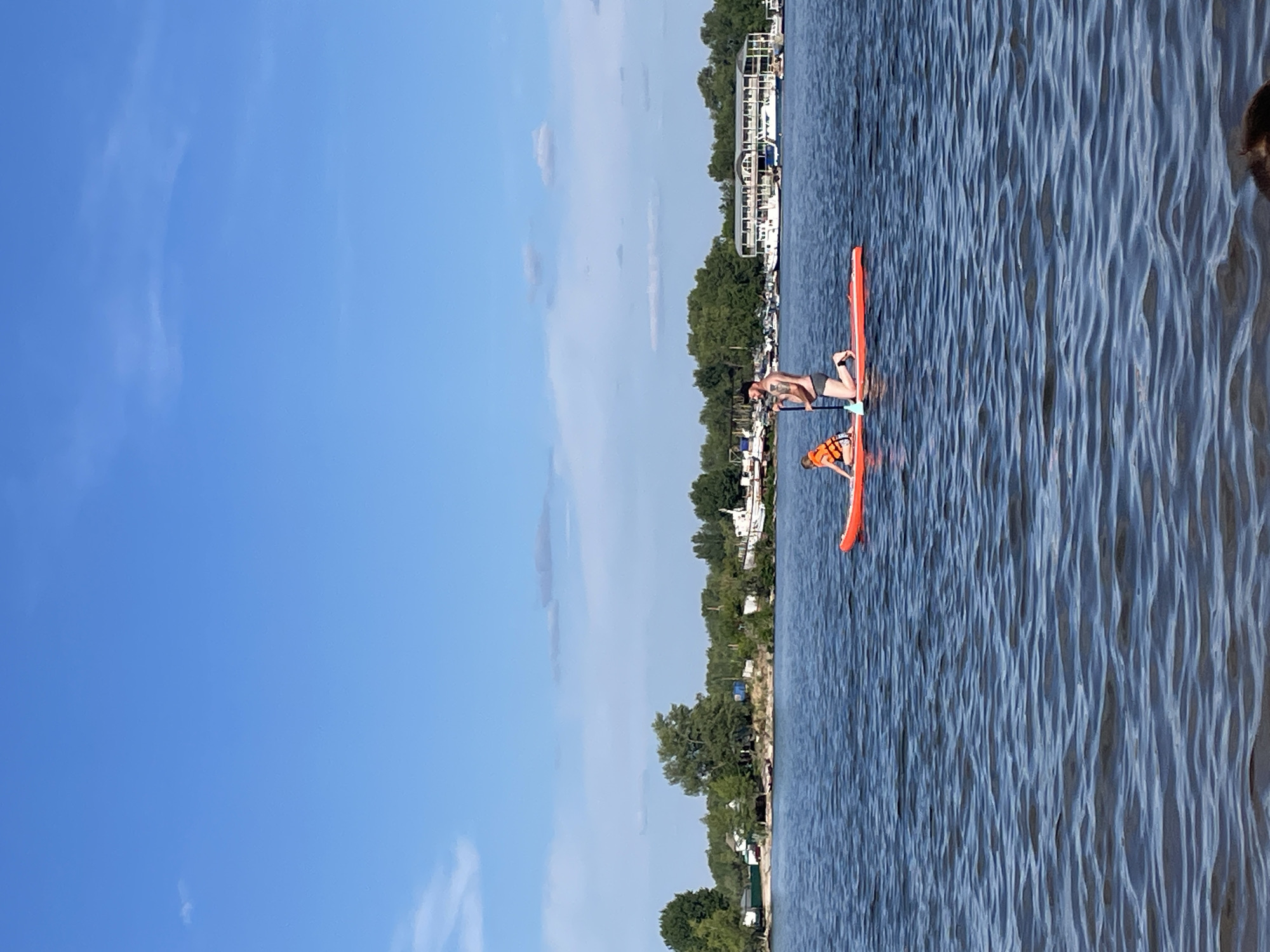 Paddleboarding on the water in Saratov