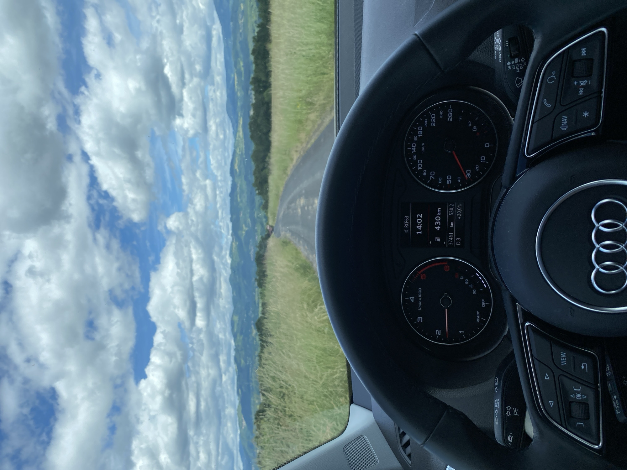 Driver captures scenic countryside views near Courpière, France