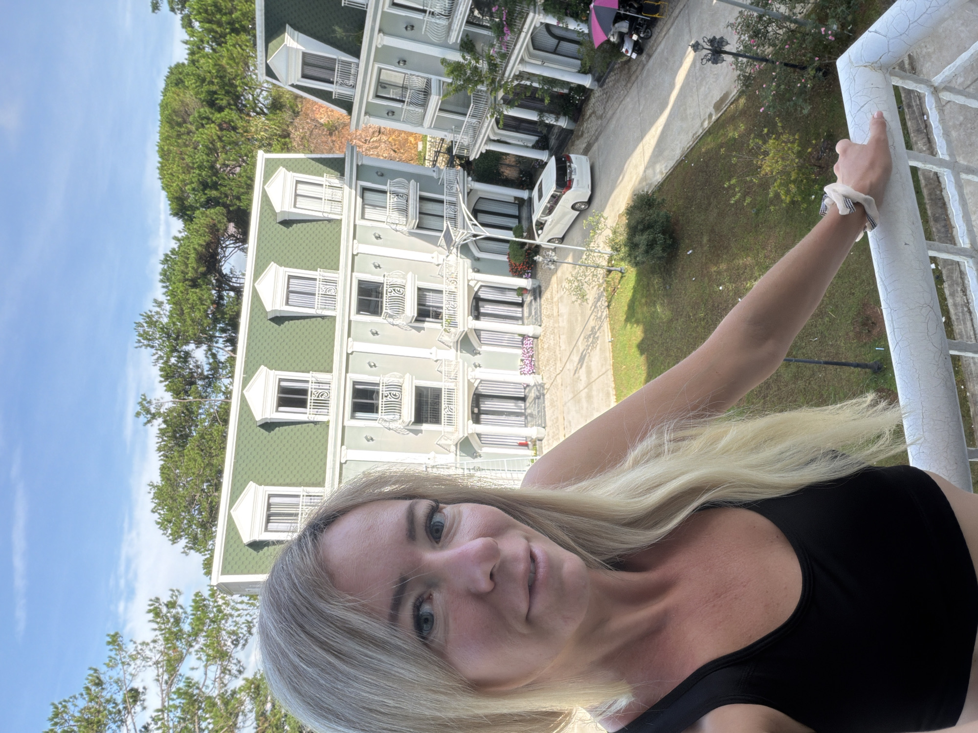 Tourist Takes Selfies Around Da Lat Vietnam Buildings