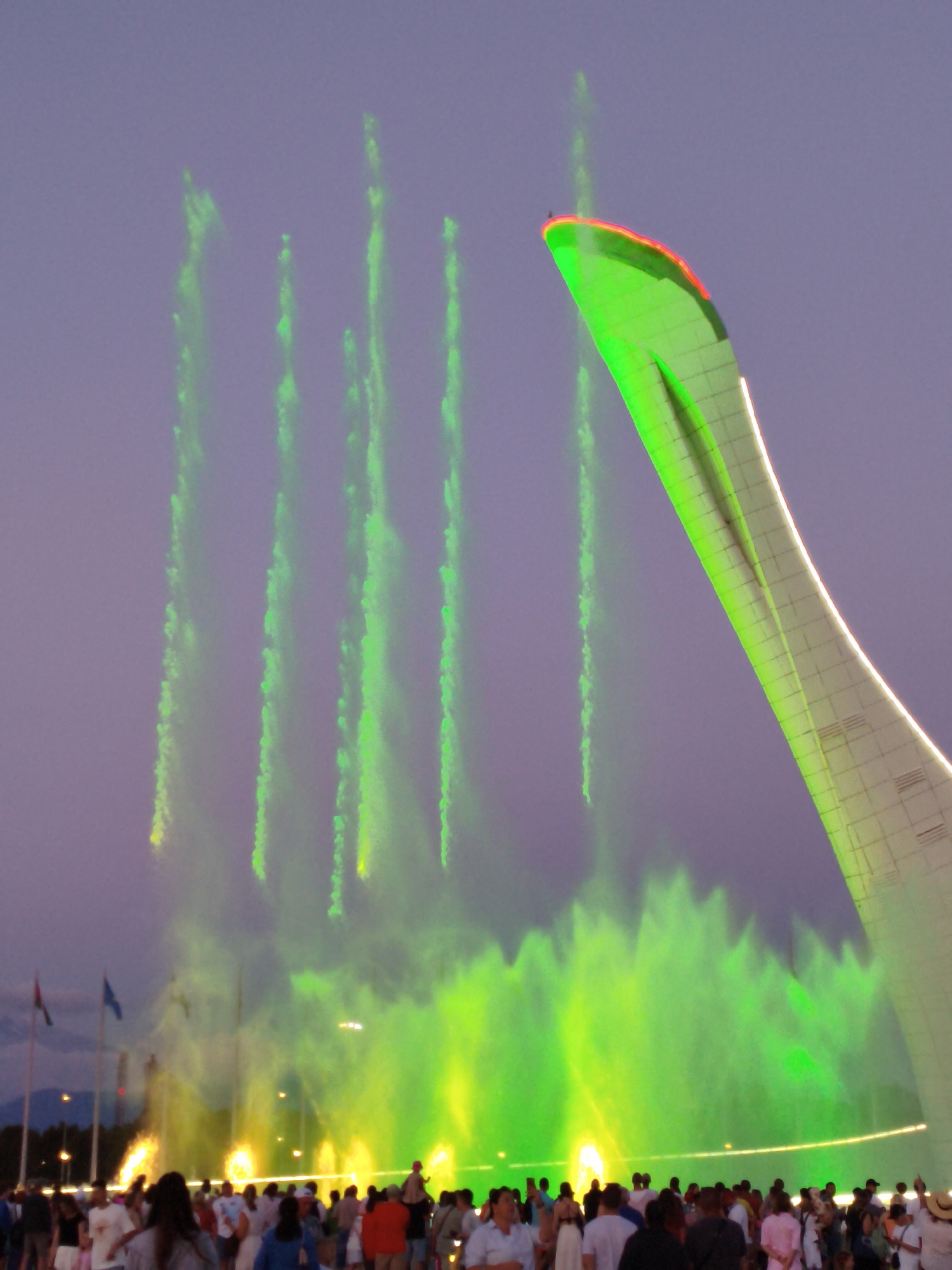 Crowds gather for fountain show at Sochi Olympic Park