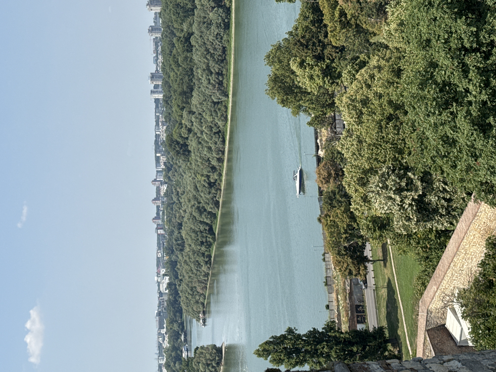 Sunny morning at Kalemegdan Fortress overlooking Belgrade's river.