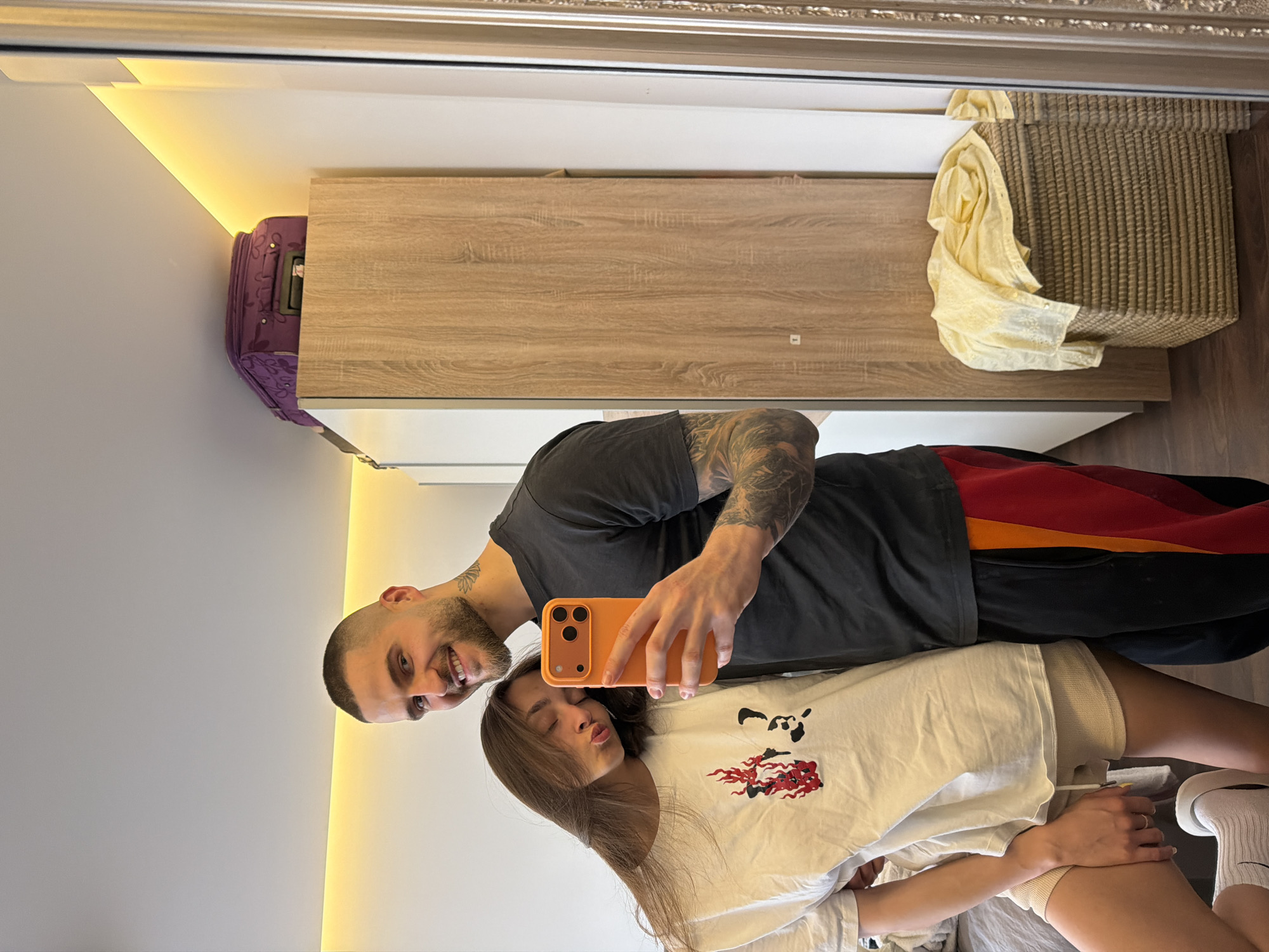 Couple Takes Intimate Selfies in Sofia Bedroom