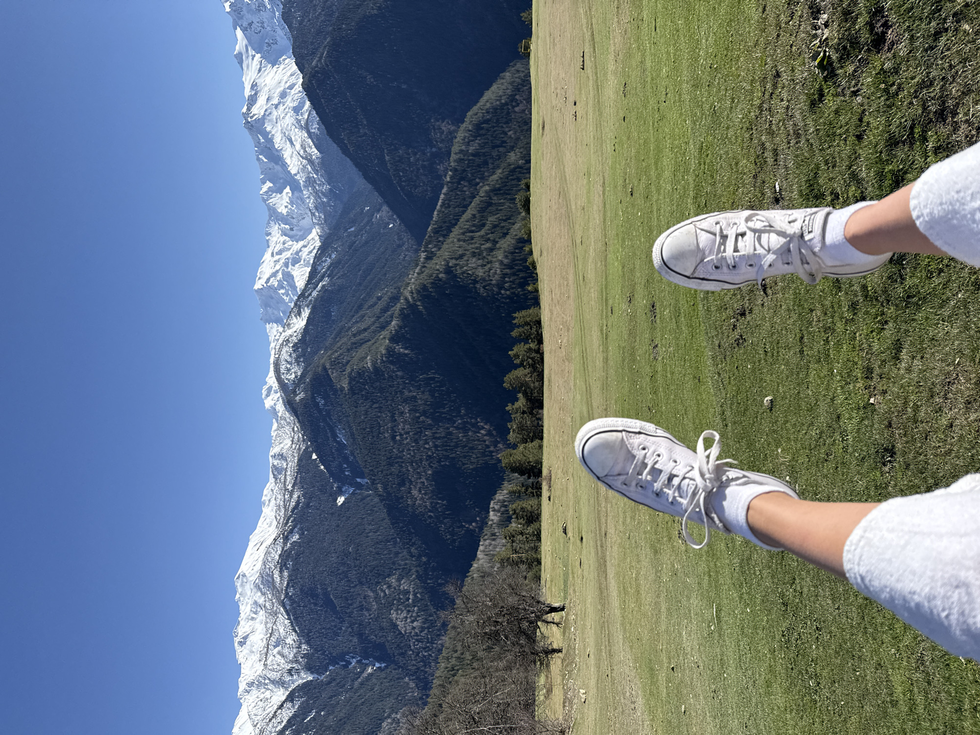 Hiker captures serene mountain view in Lenjeri, Georgia