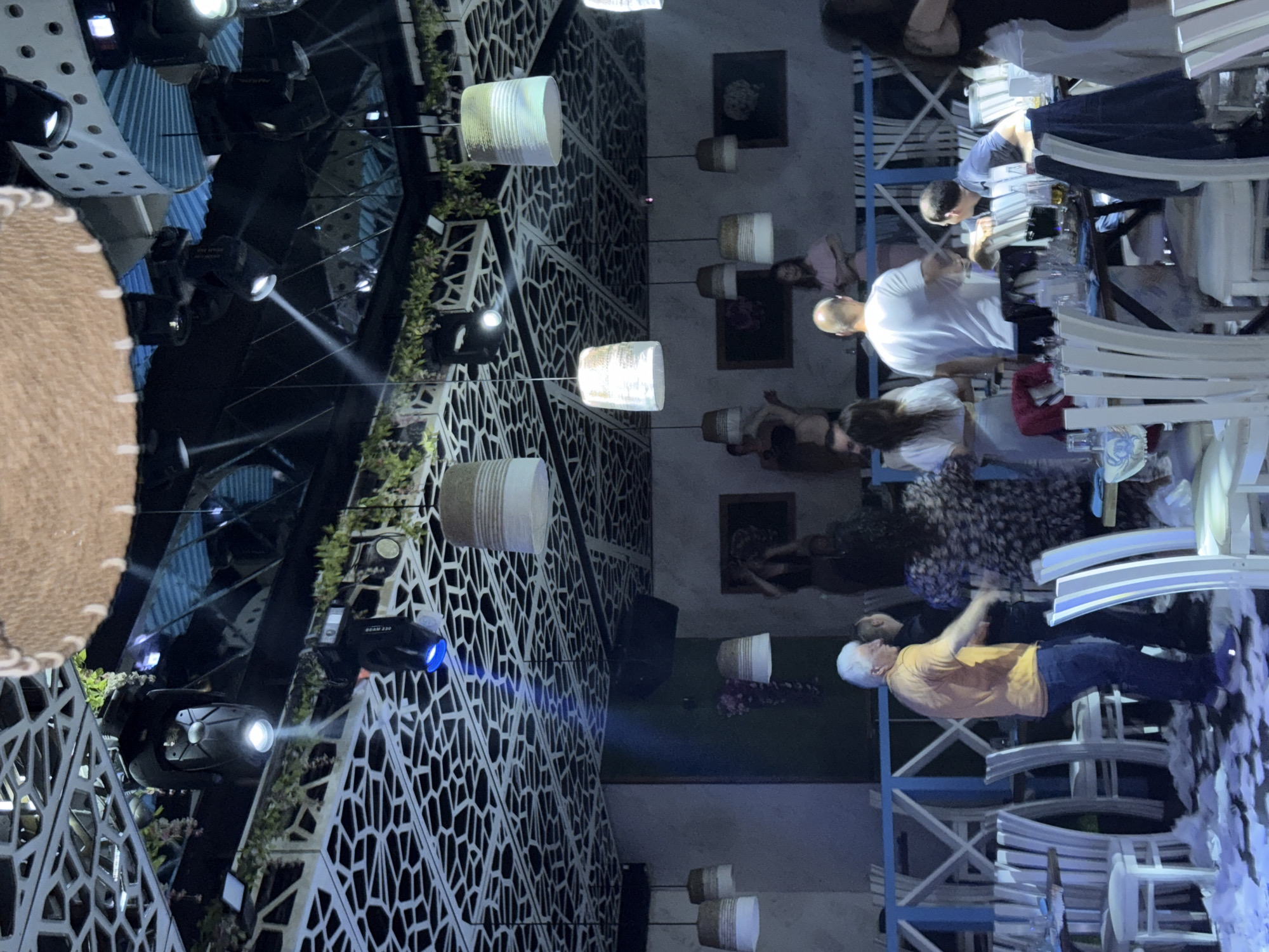 Evening dining scene captured in Plovdiv outdoor venue