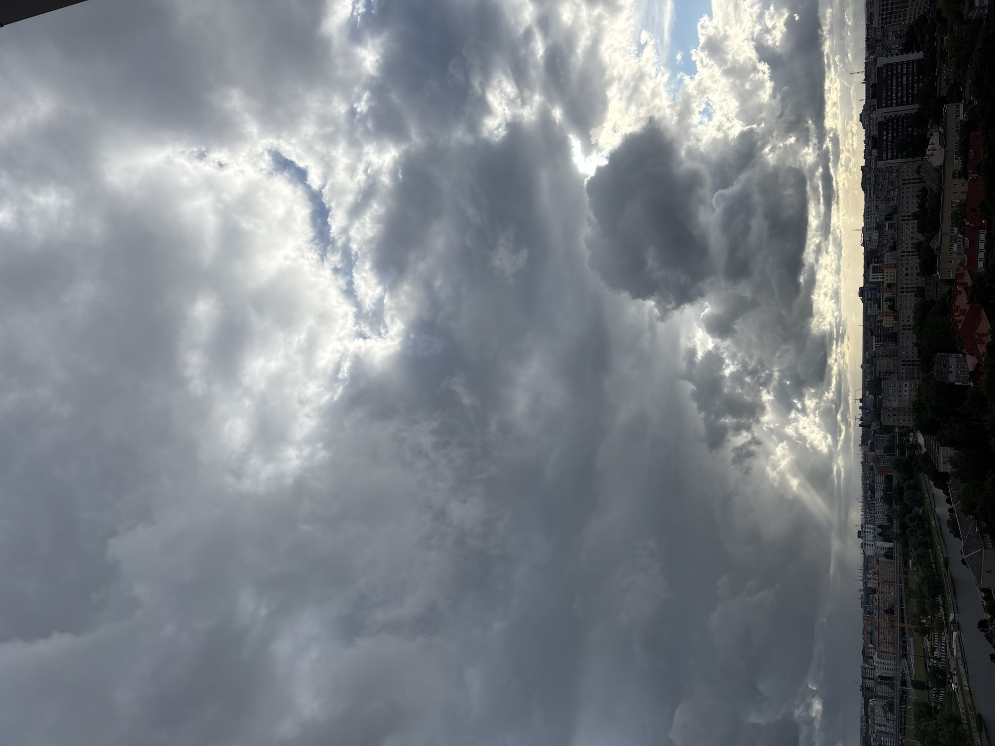 Storm clouds and laptops in Kaliningrad afternoon