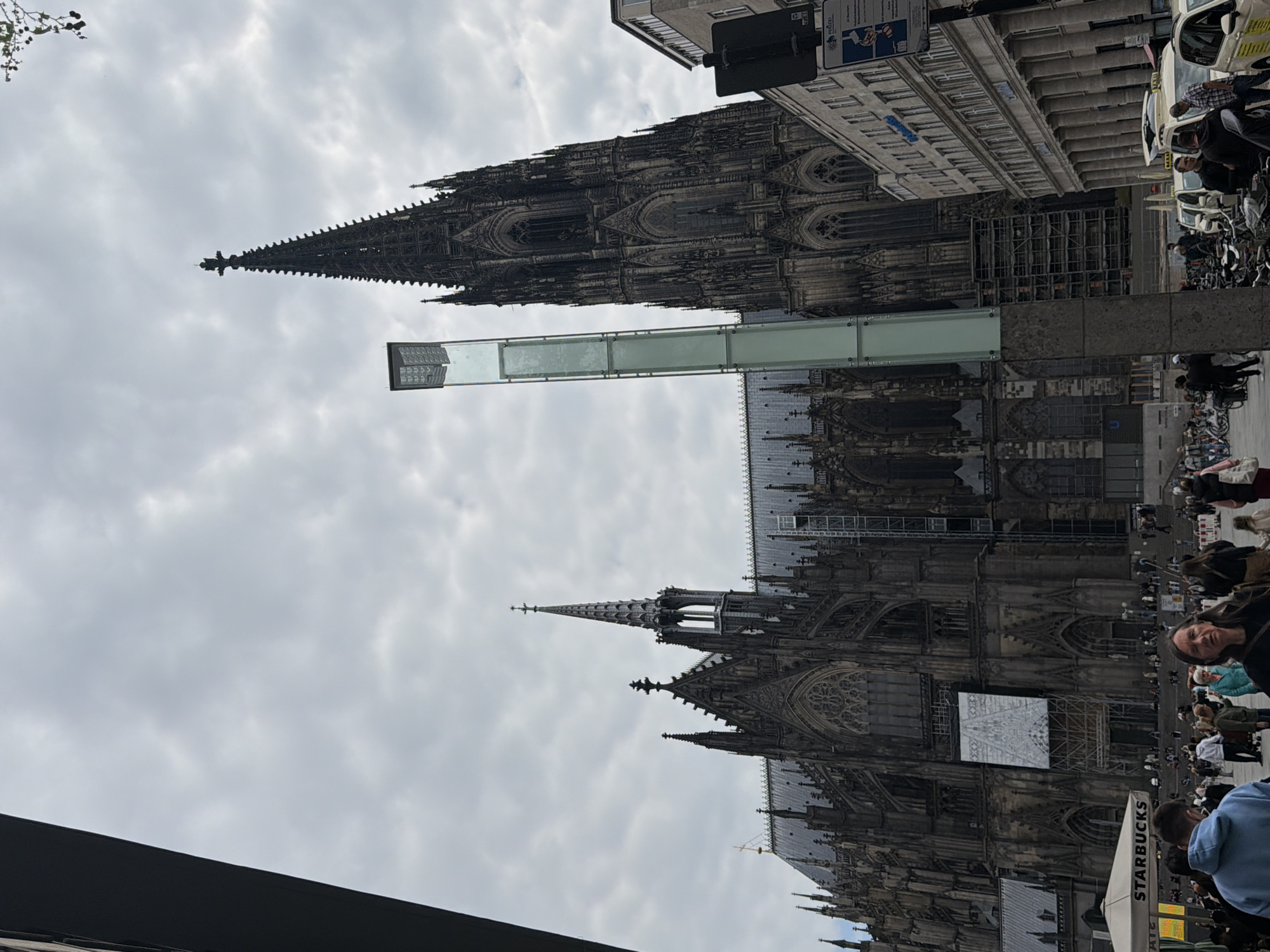 Cologne Cathedral district documented during cloudy afternoon street activity