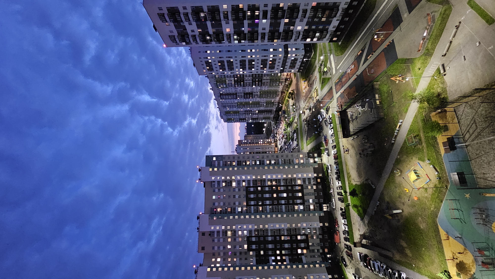 Evening residential scenes documented in Yekaterinburg, Russia
