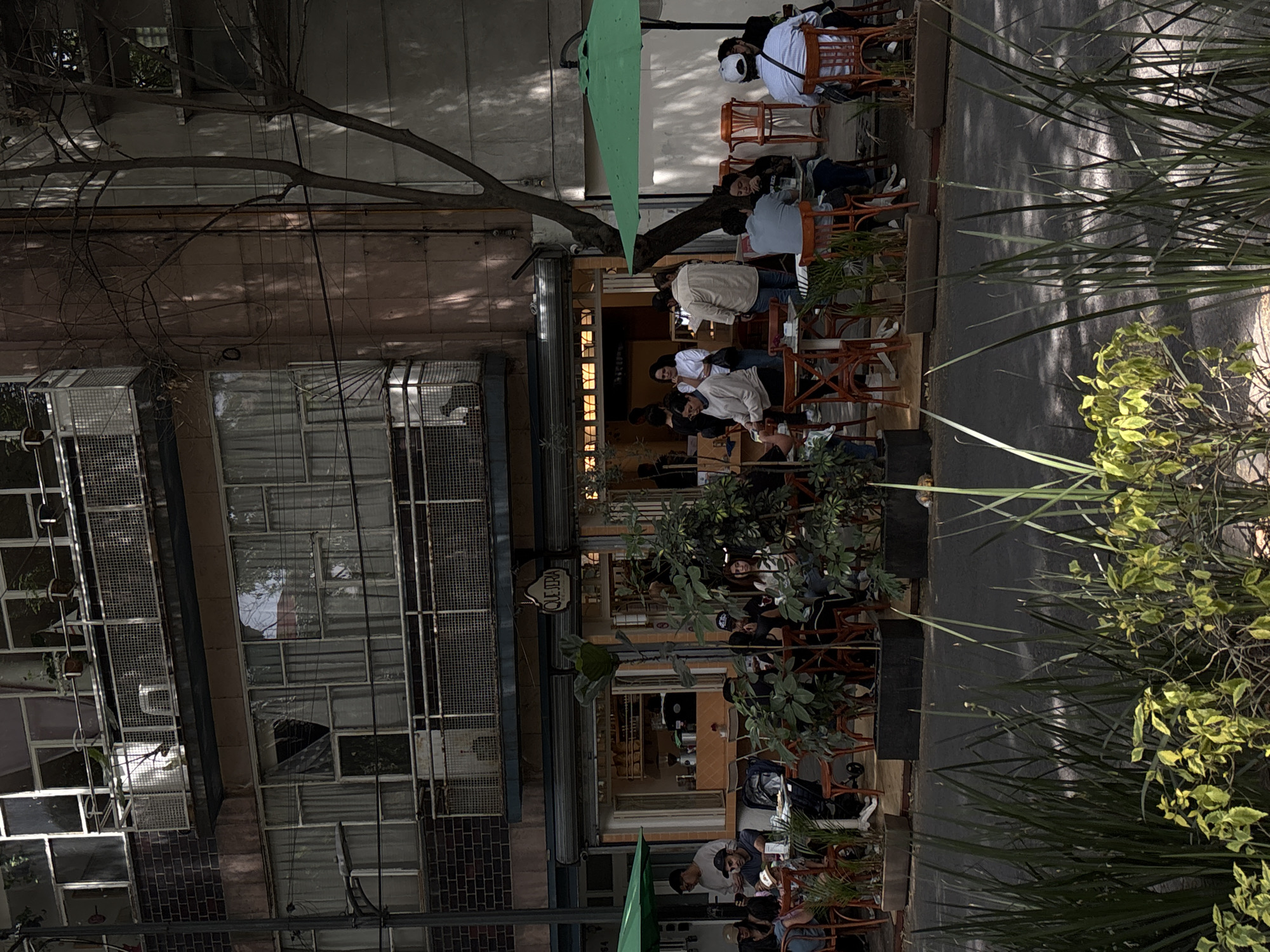 Outdoor dining scene captured at urban restaurant location