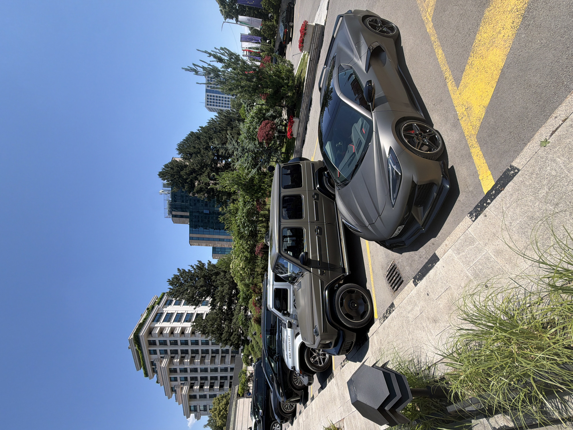 Luxury cars parked and espresso brewing in Sofia
