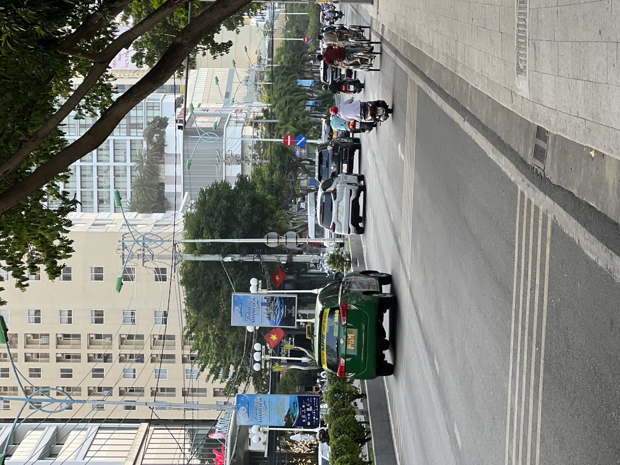 Nha Trang's beachfront boulevard: hotels, parkways, and a bronze equestrian statue