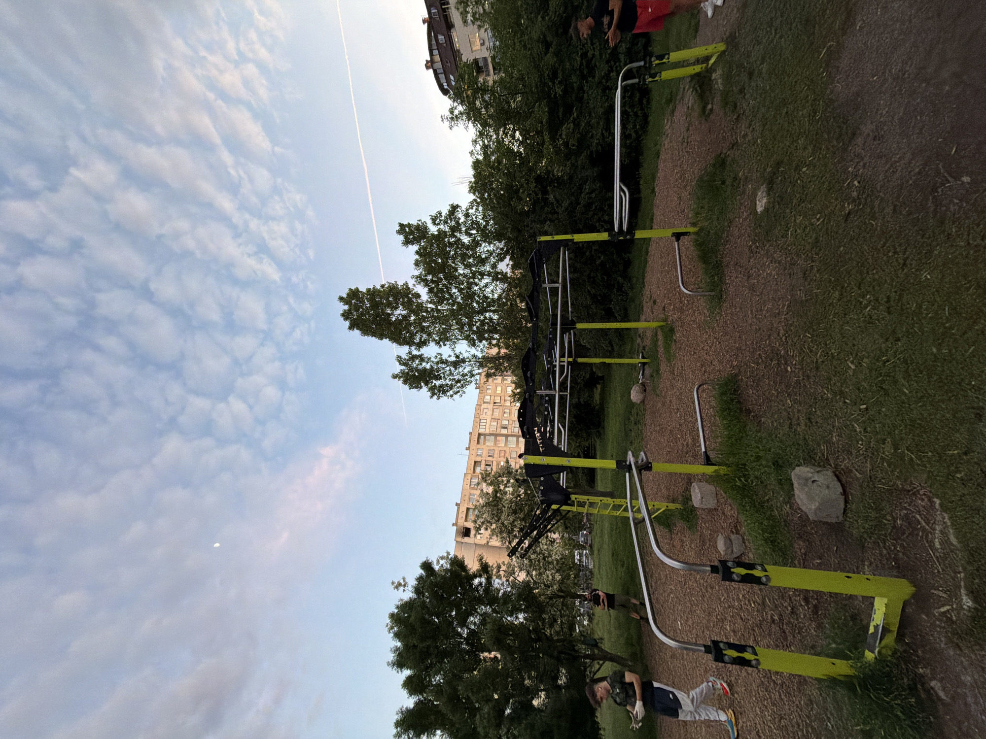 Outdoor fitness equipment observed in Sofia during evening hours