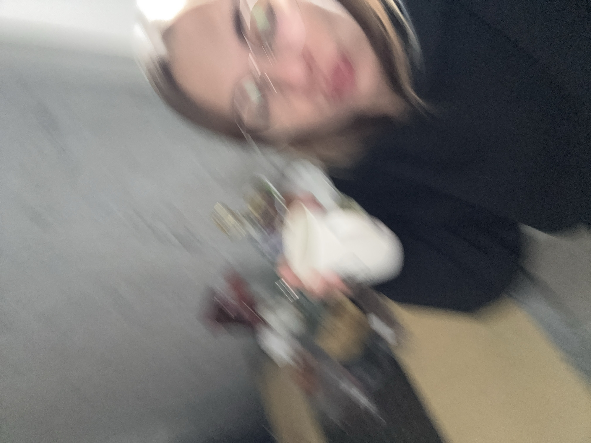 Person with flowers spotted in winter Ust-Ilimsk neighborhood