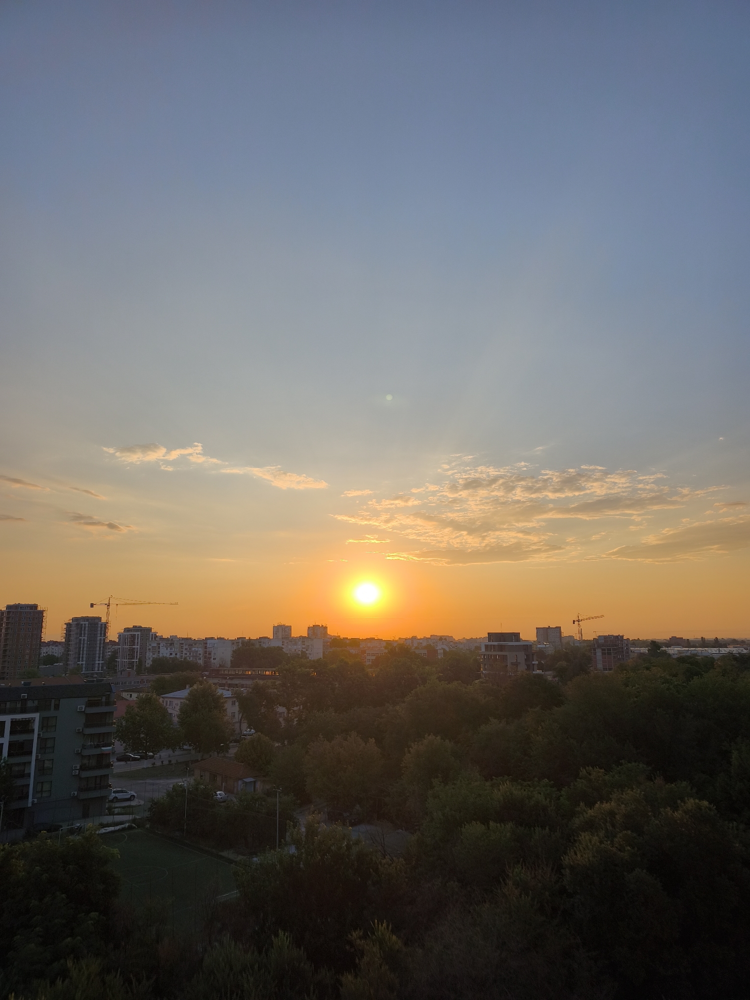 Fiery sunset paints the sky over Plovdiv, Bulgaria