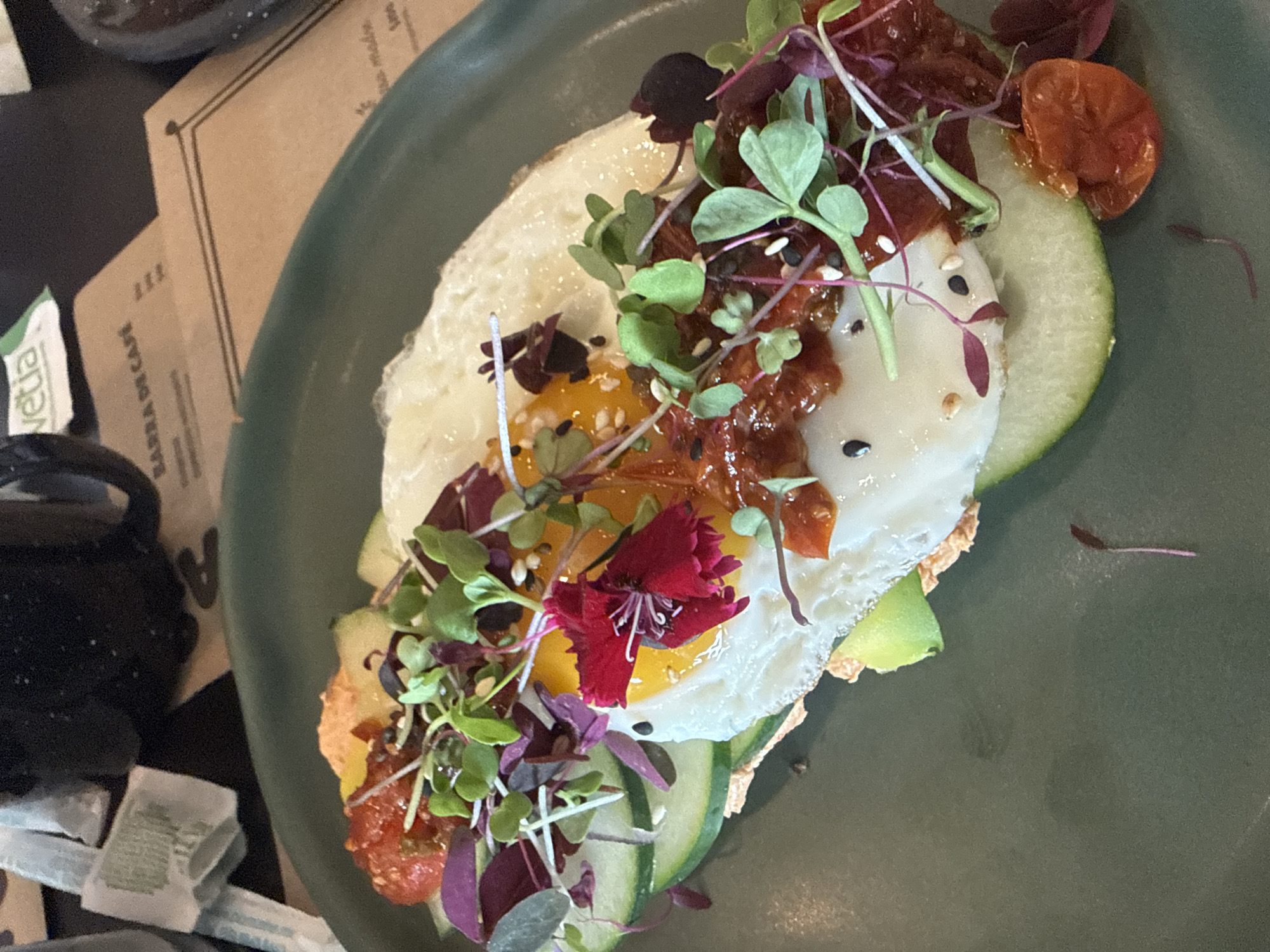 Diner documents gourmet meal at Puebla coffee shop