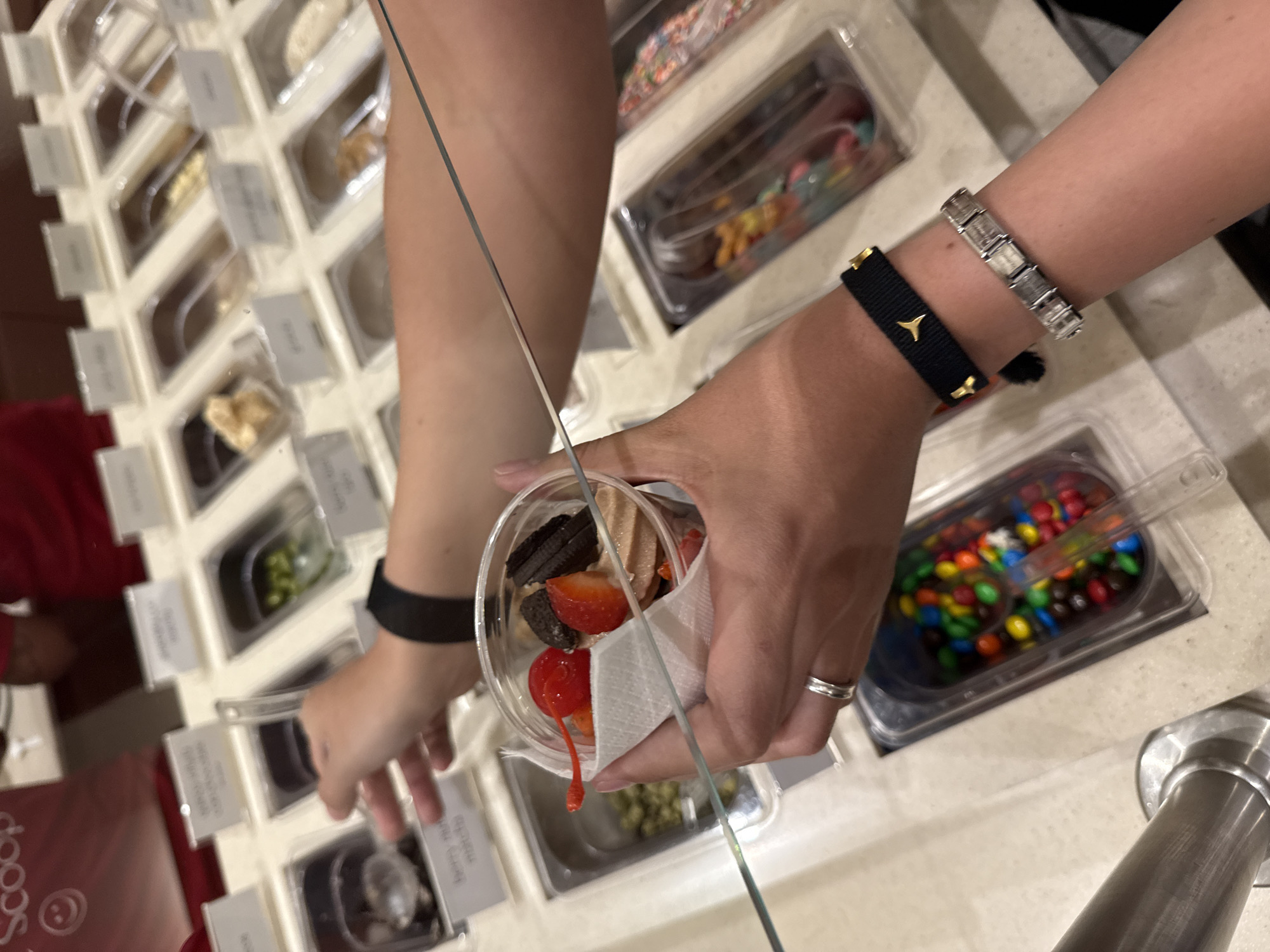 Late night frozen yogurt stop at Mexico City shop