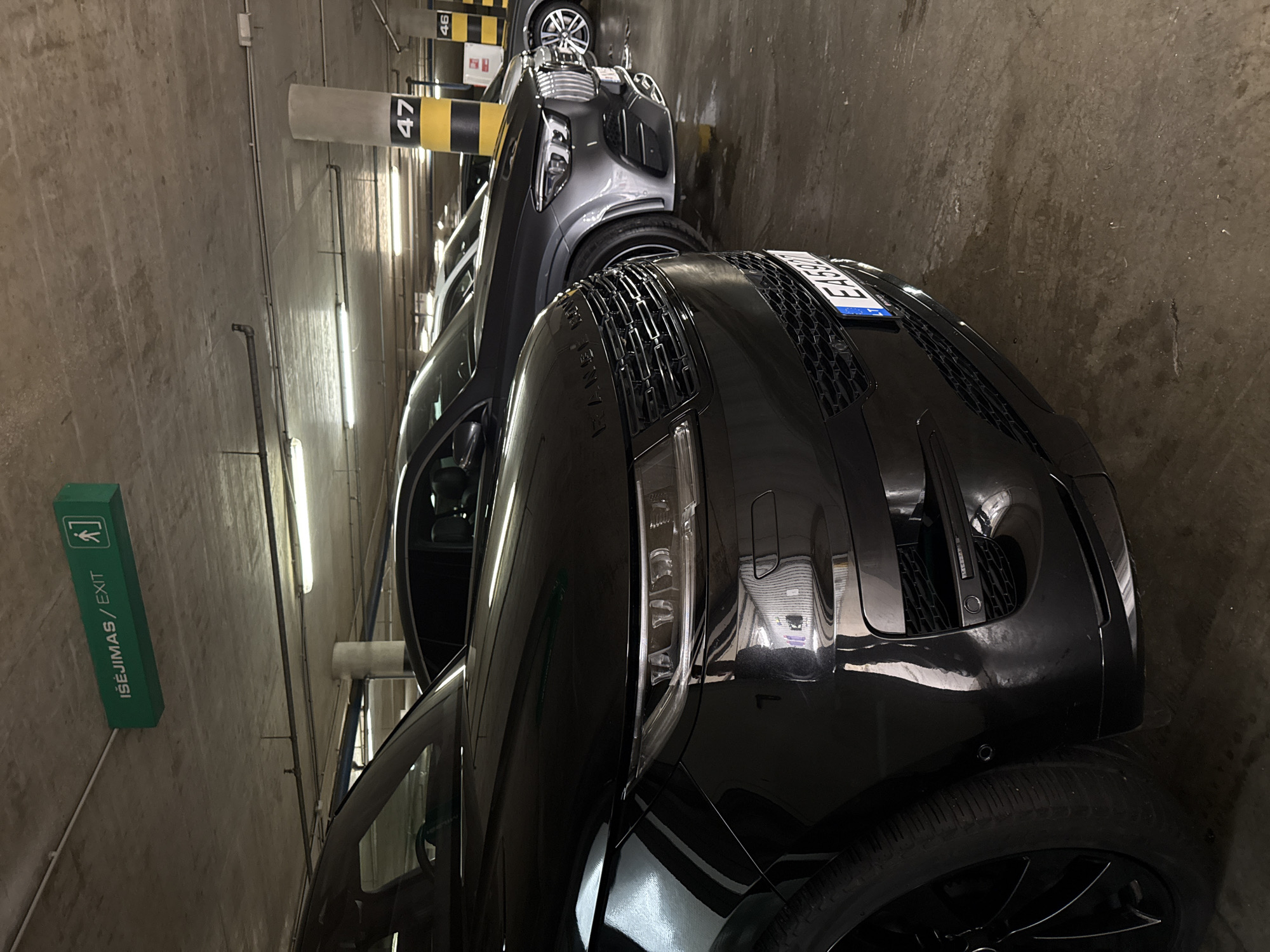 Range Rover parked in underground garage