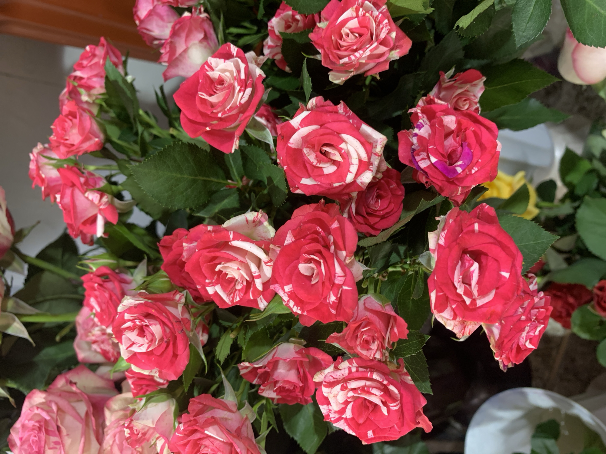 Fresh flower bouquets photographed up close in Sumy