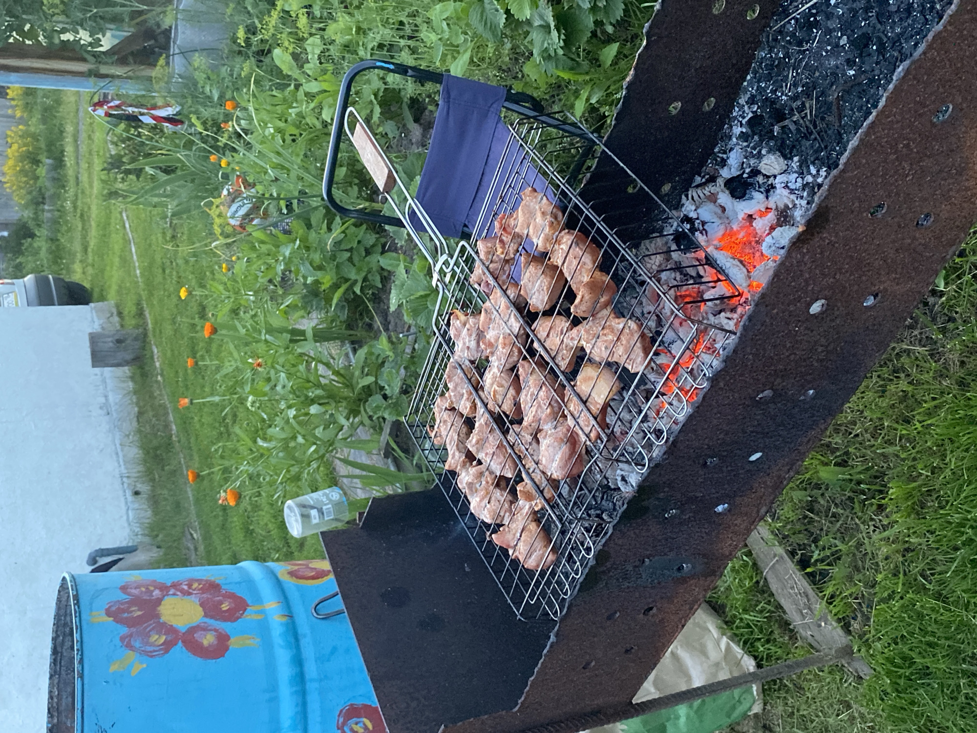 Backyard barbecue and outdoor meal in Novyi Ural, Russia