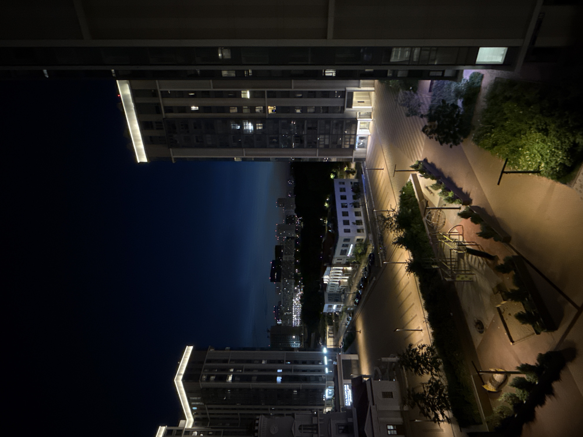 Khimki at night: modern towers glowing in Moscow's suburbs
