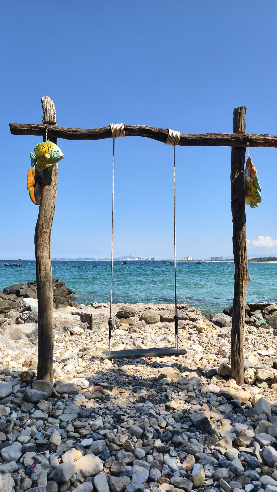 Rocky beach morning in Nha Trang with seafood snacks and ocean views
