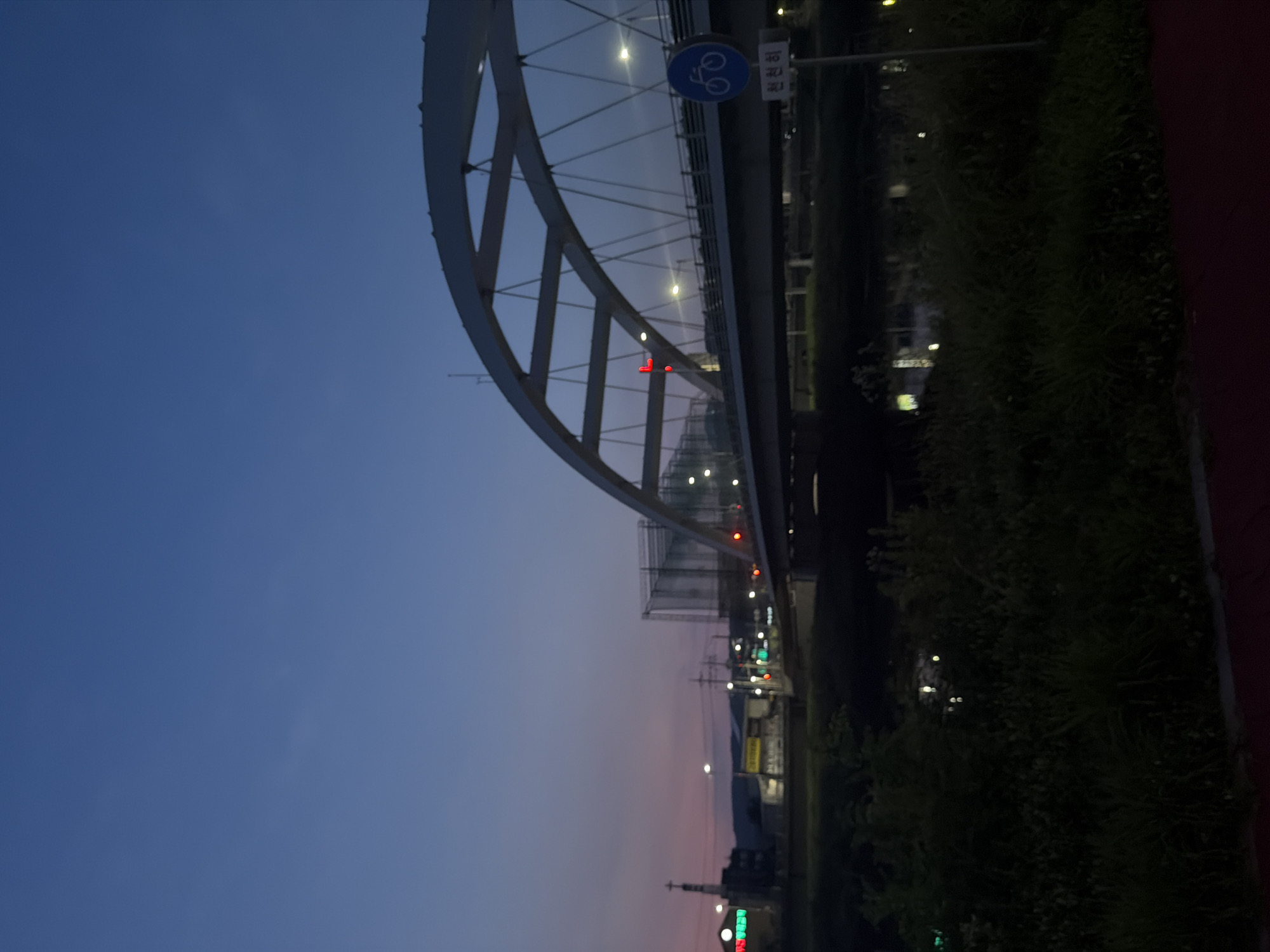 Dusk to nightfall along Dongducheon's riverside paths and bridges