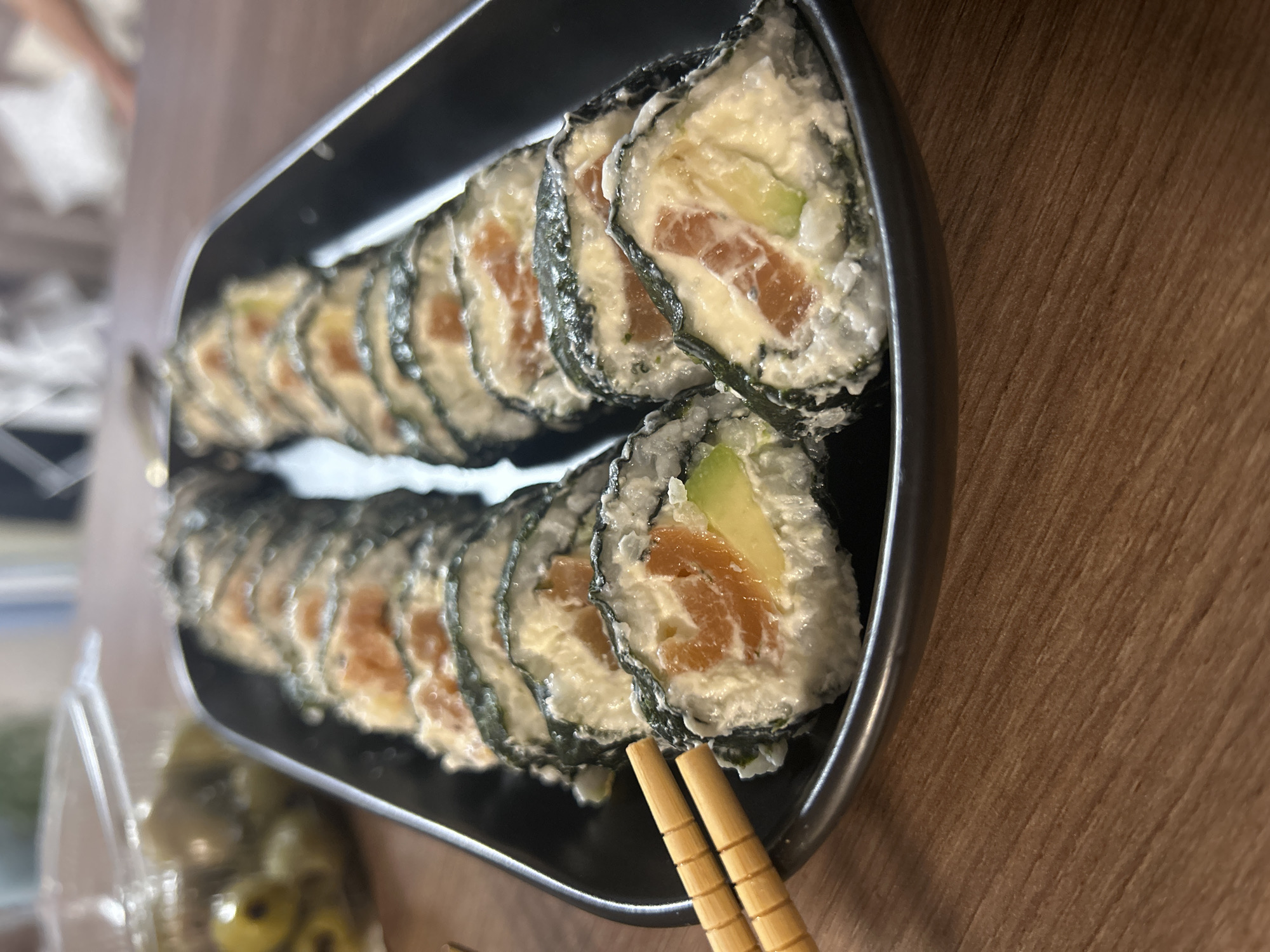 Sushi dinner with city views from Veliko Tarnovo balcony