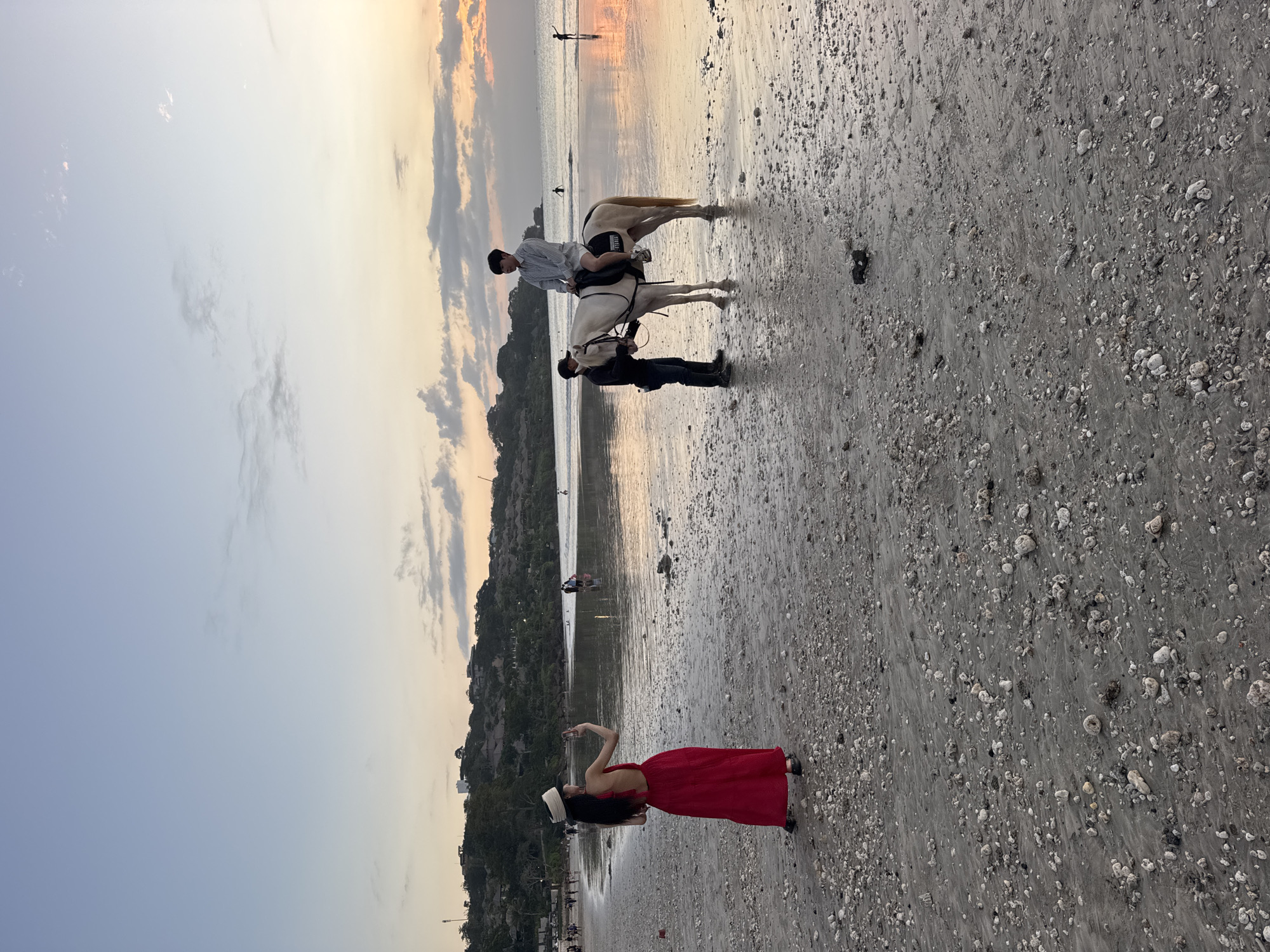 Kuta Selatan beach at golden hour, horses and all