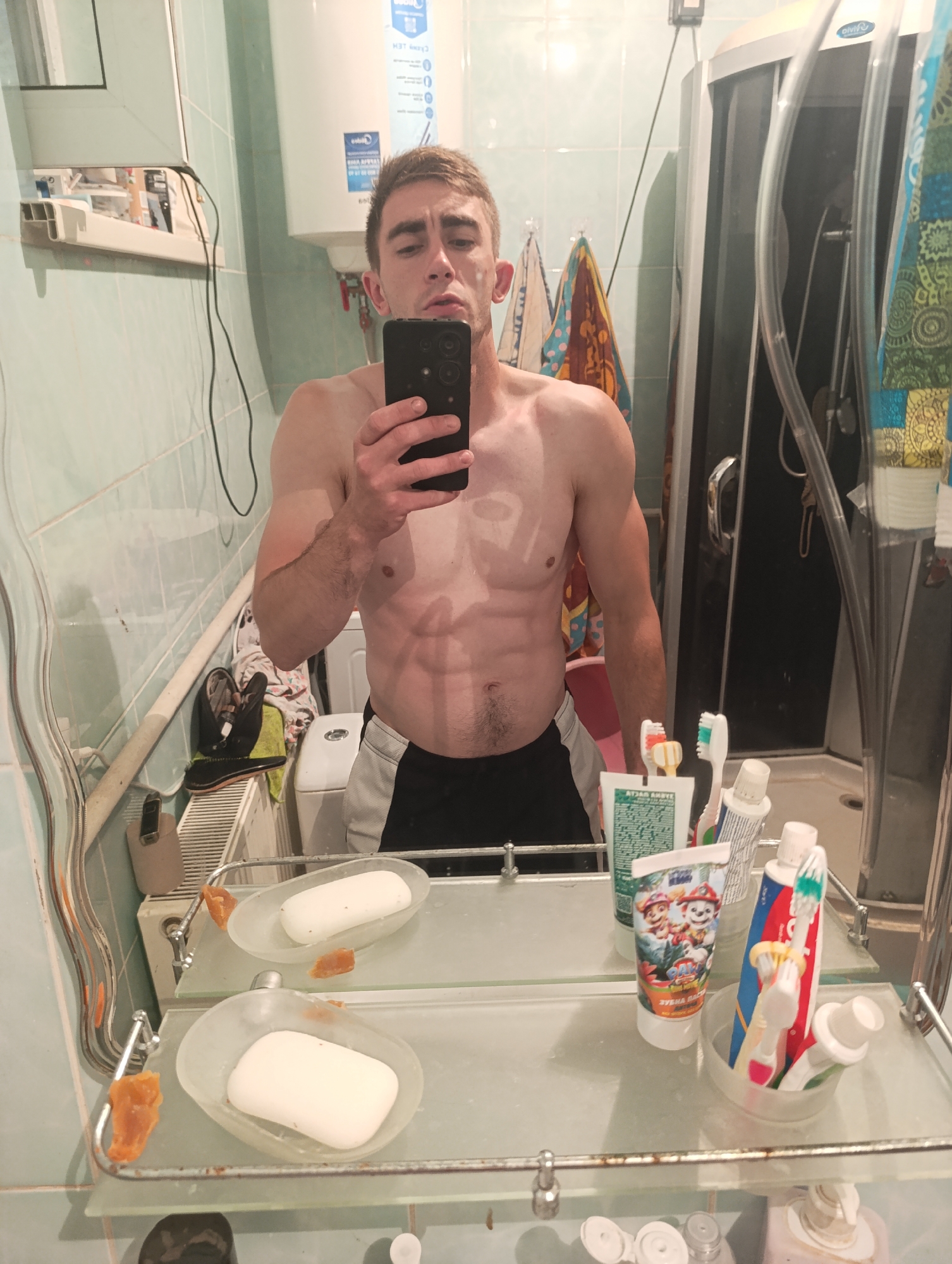 Mirror selfie session at a home in Fastiv, Ukraine