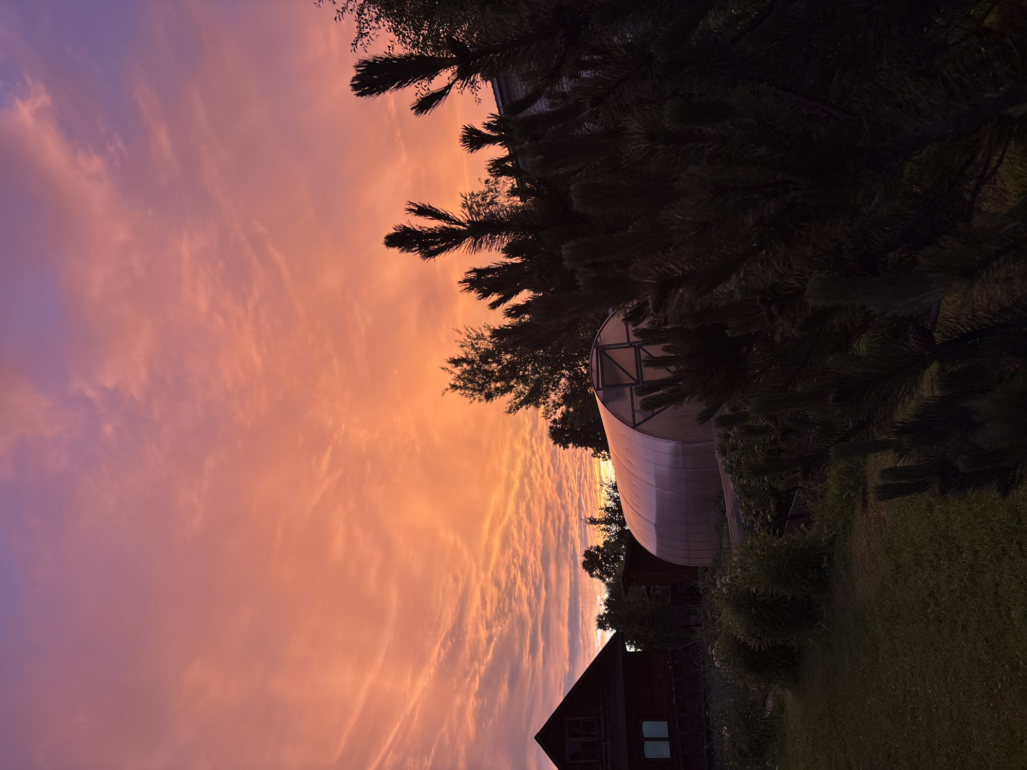 Rainbow sunset over rural Zaprudnya captured from multiple angles