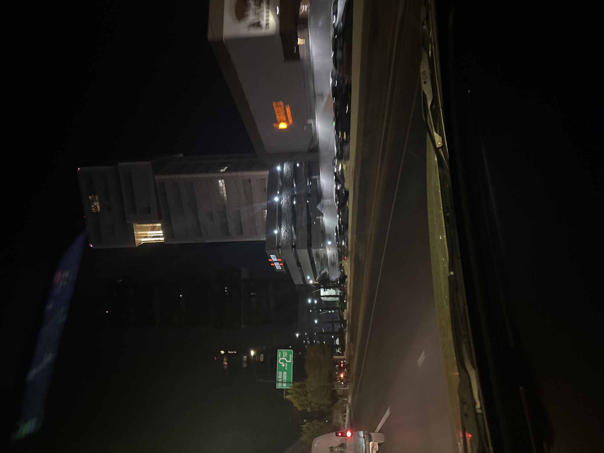 Night skyline view captured from vehicle in Puebla