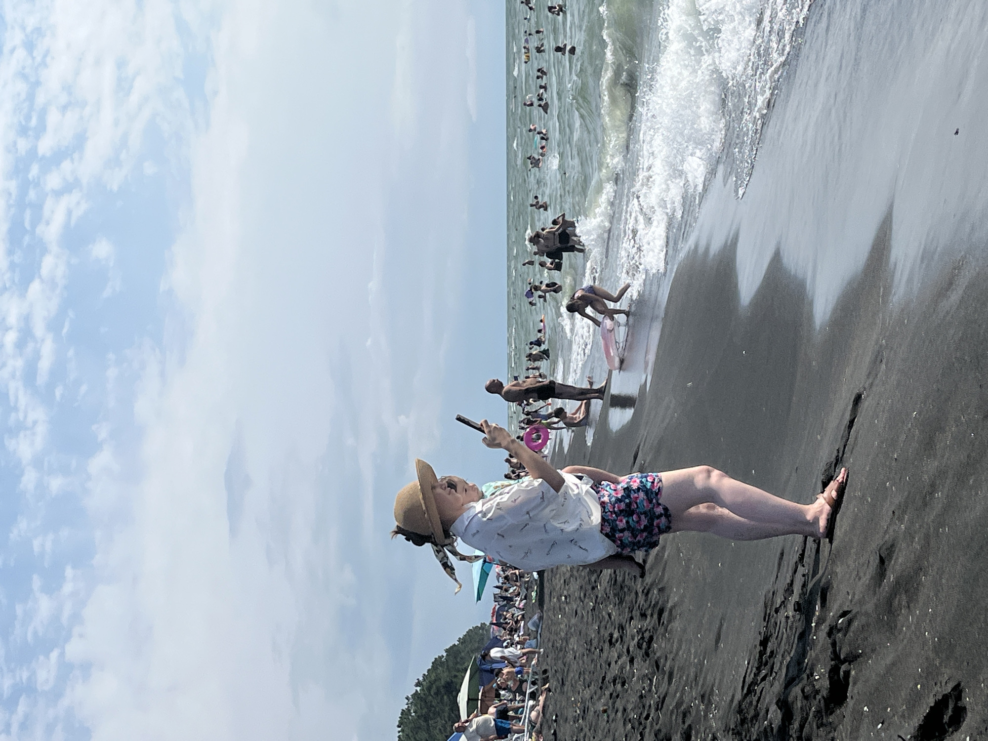 Busy day at Ureki's black sand beach, Georgian Black Sea coast