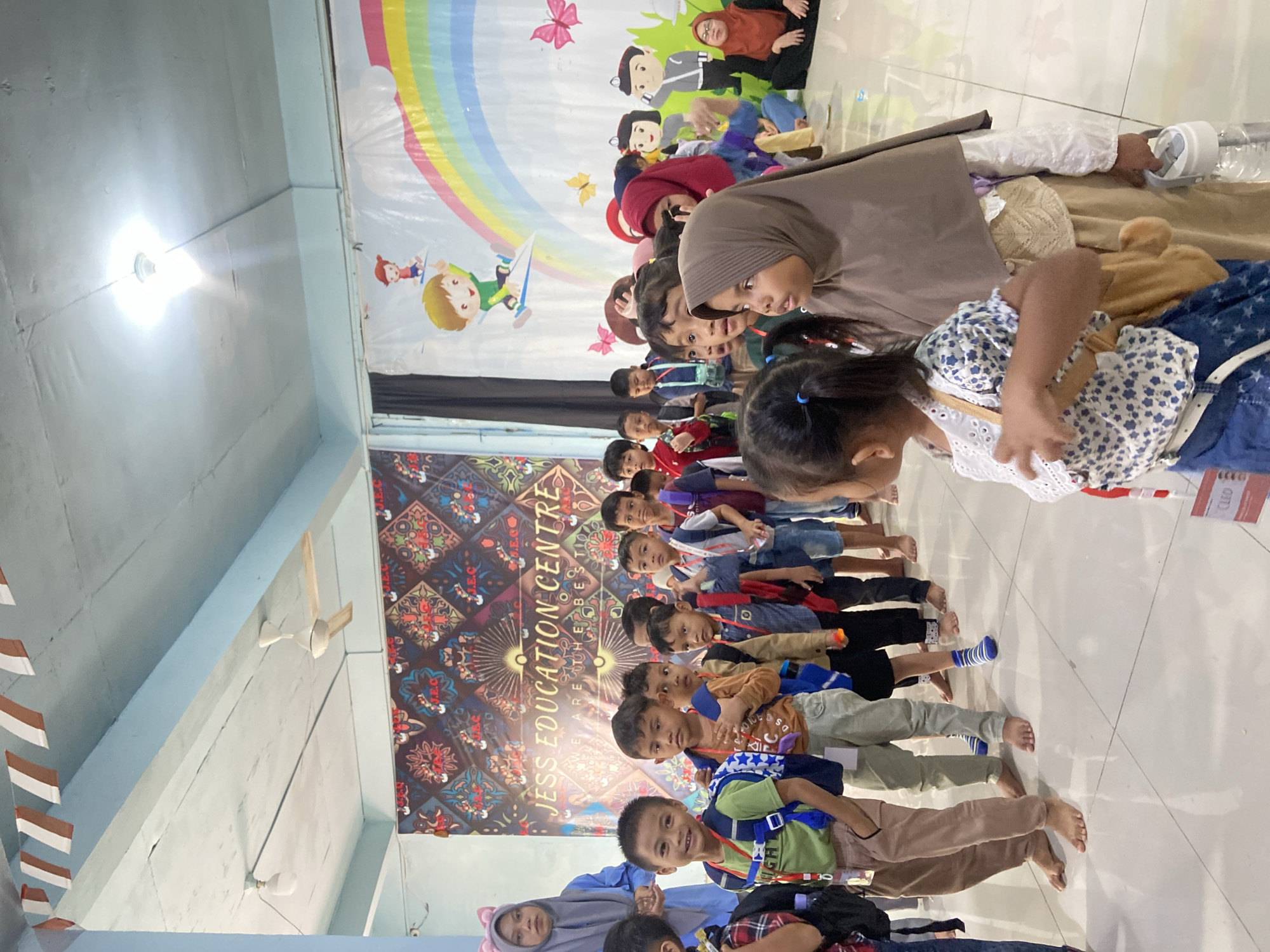 Kids lined up at Jess Education Centre, Tanjung Gading