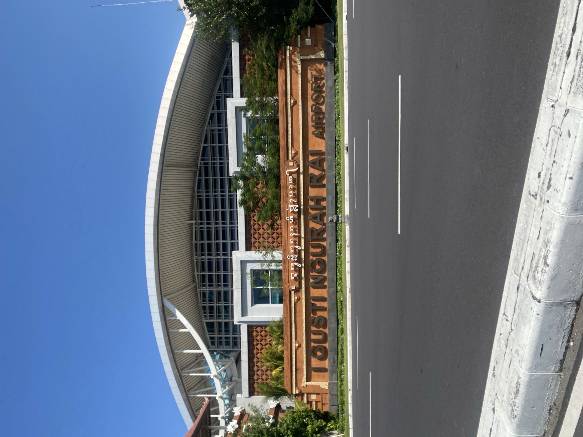 Bali's main airport entrance and its landmark bronze statue