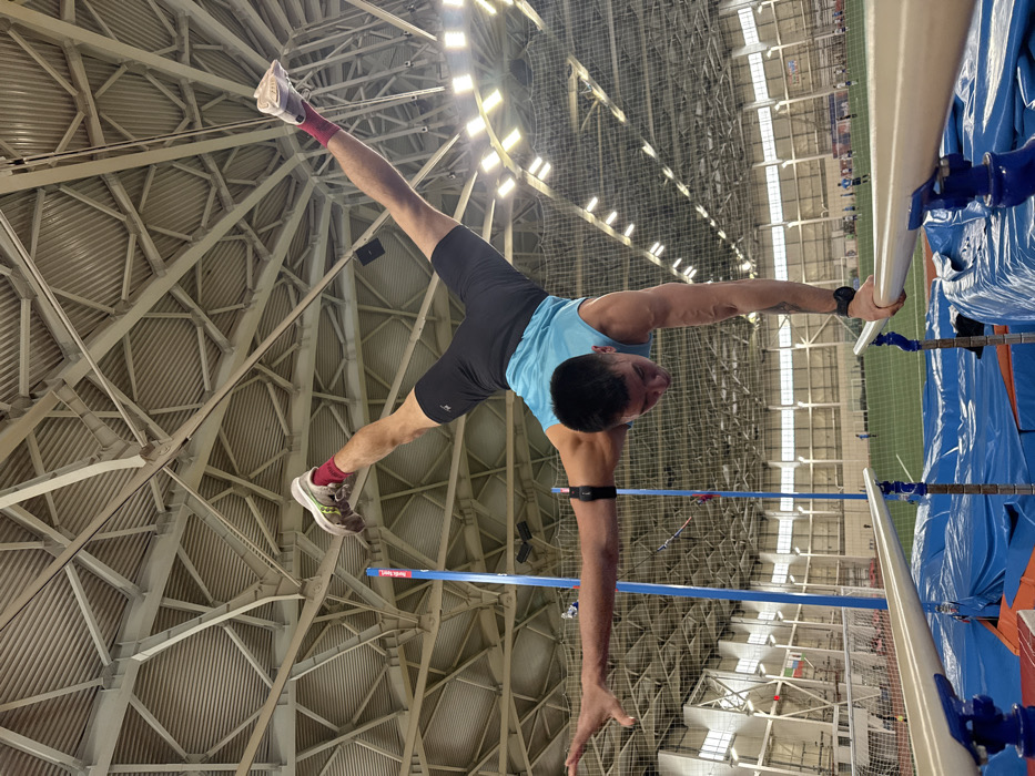 Gymnast practices parallel bars routine in Russian facility