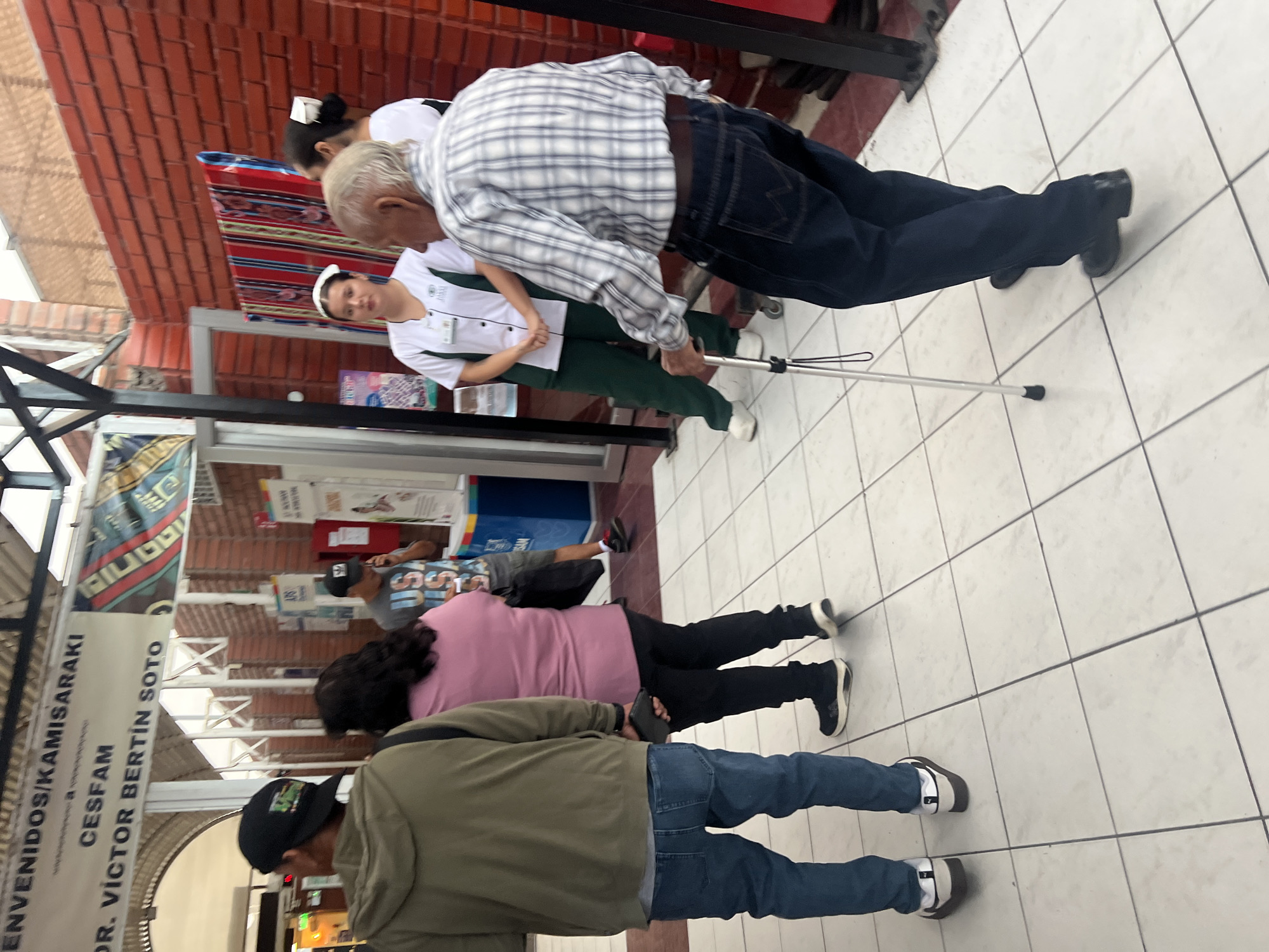 Patients queue at healthcare facility in Arica, Chile