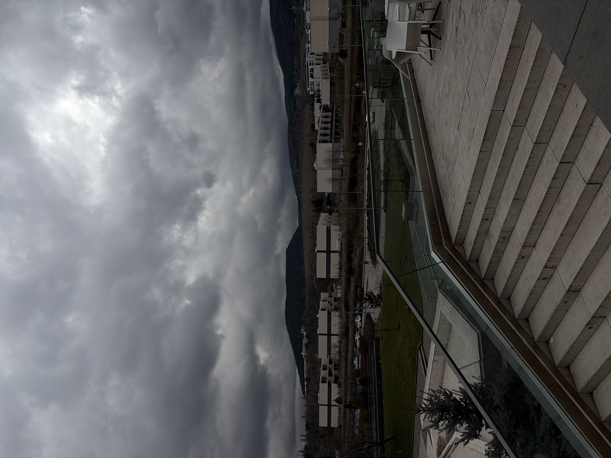 Overcast day captured in Sofia's mountain-adjacent development area
