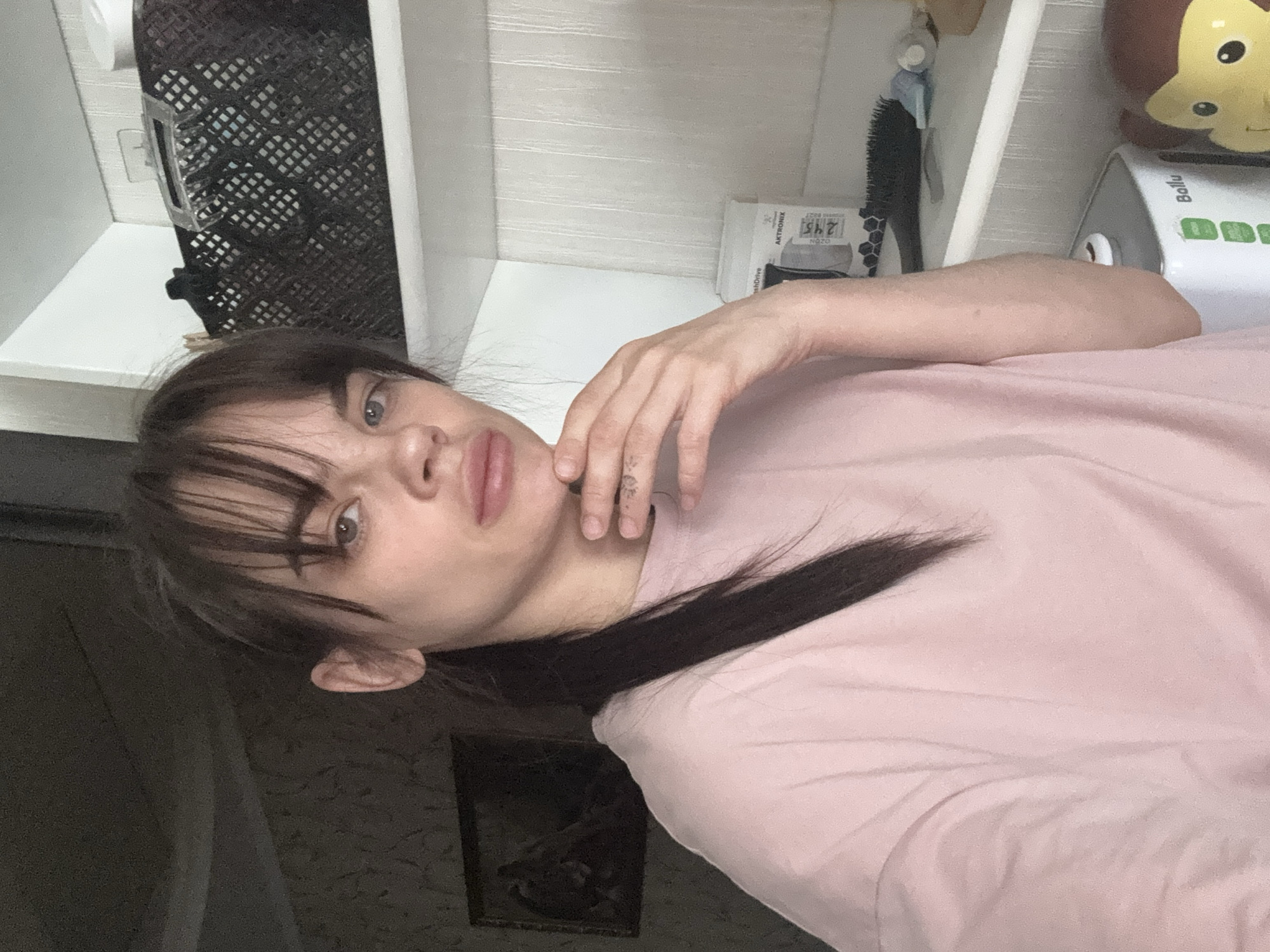 Woman takes selfies indoors in Rostov-on-Don