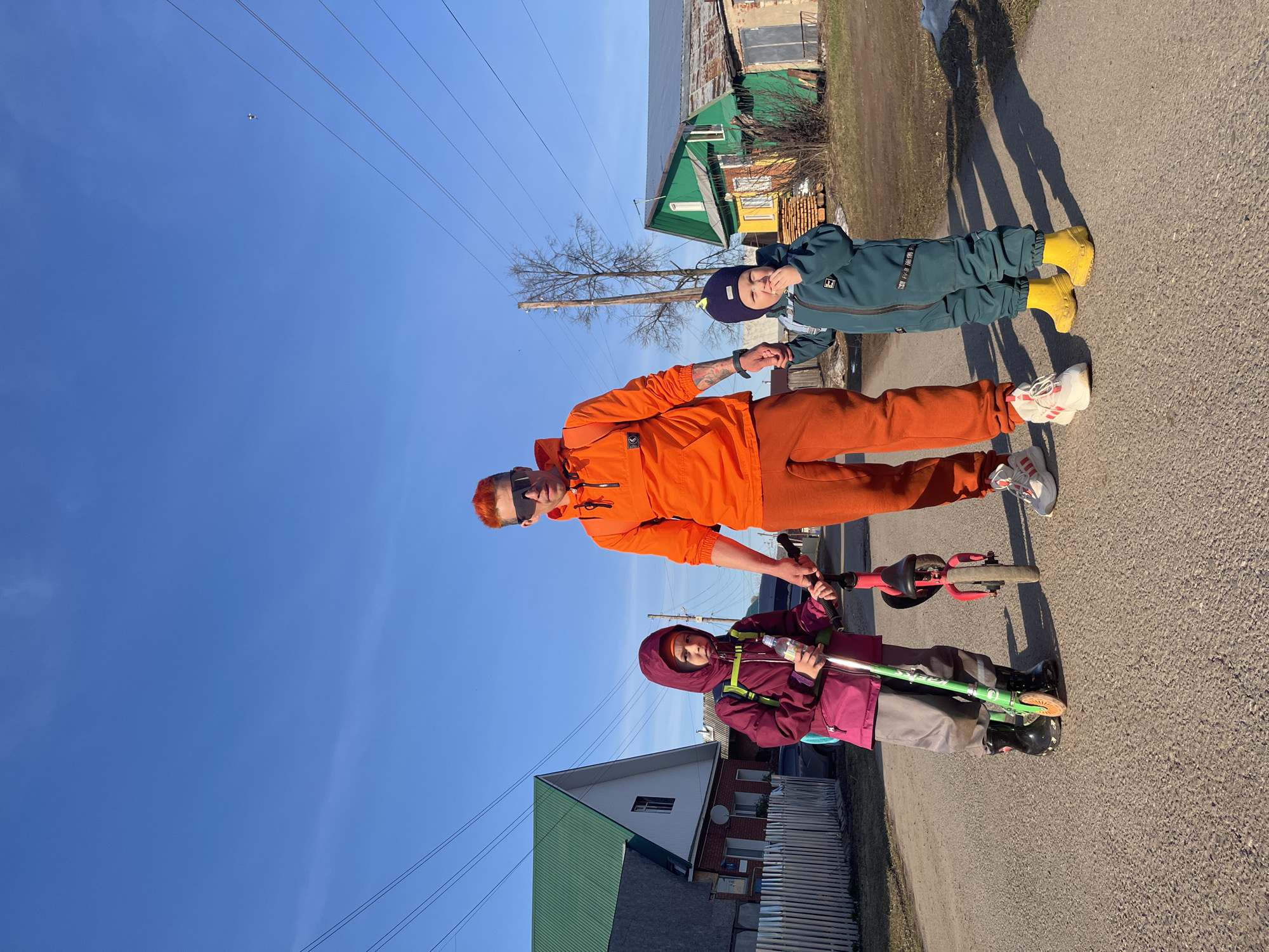 Family outing documented on spring day in Chaikovsky, Russia
