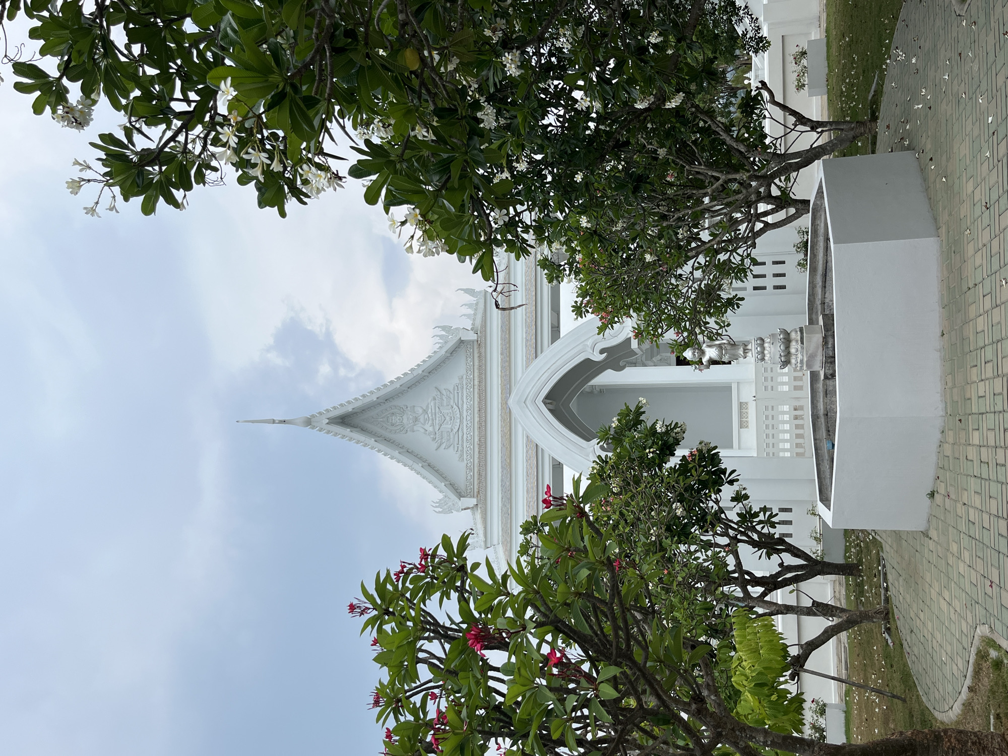 Morning scenes around white temple in Pattaya Thailand