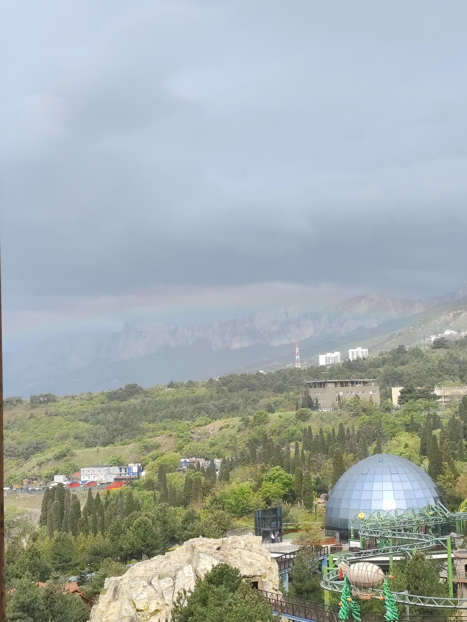 Aerial views capture Simeiz facilities and amusement park structures