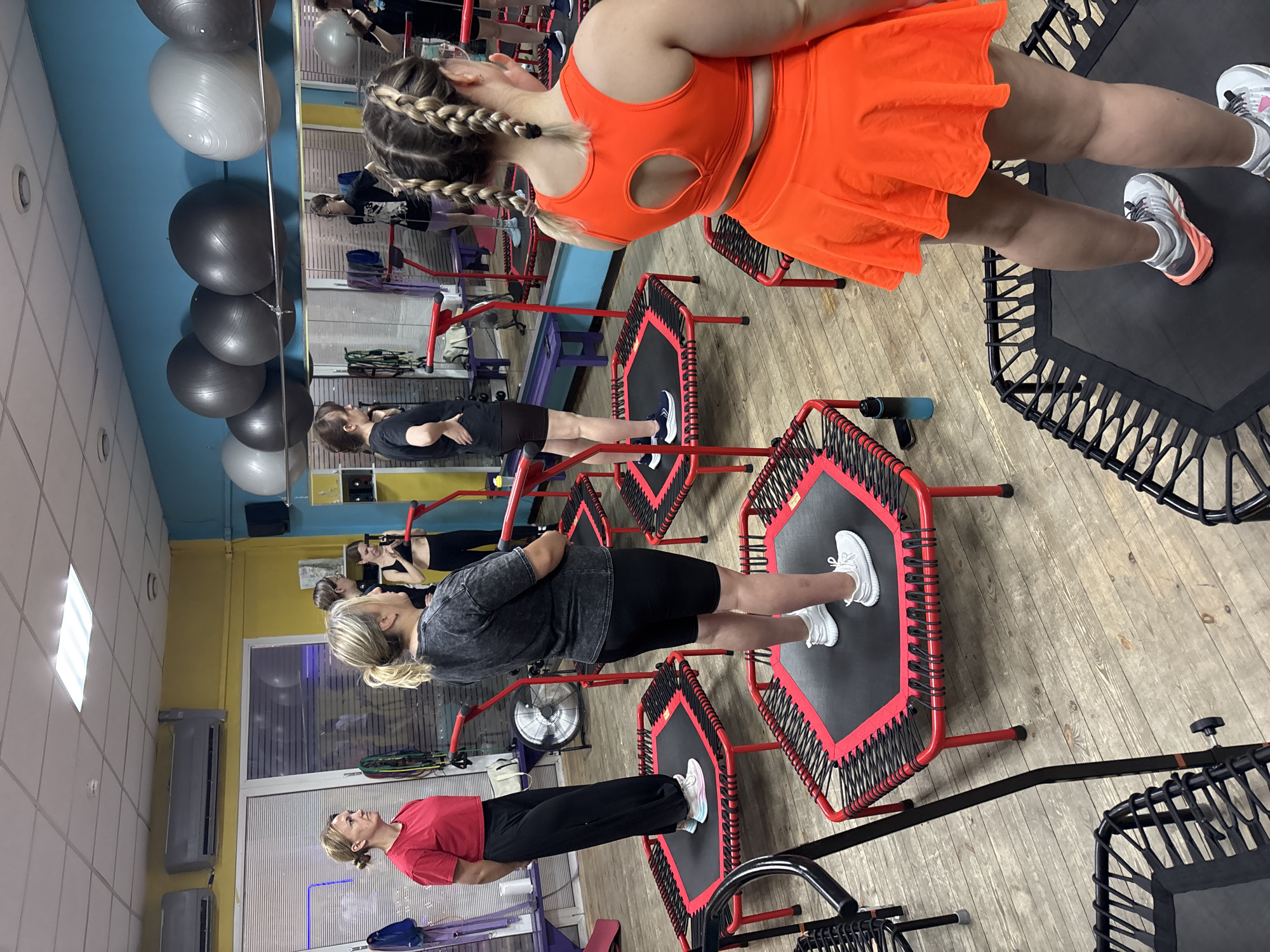 Trampoline fitness class in Saint Petersburg studio