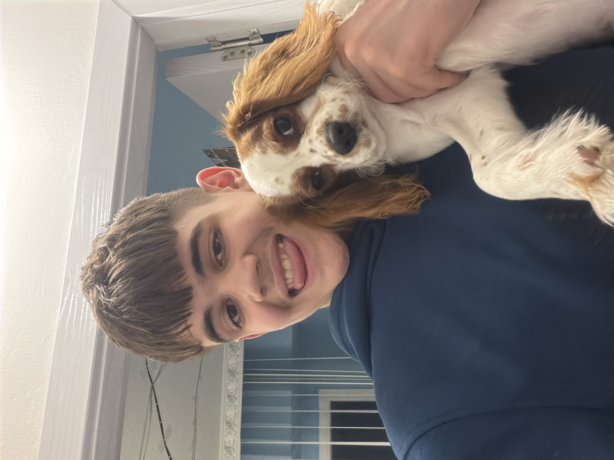 Teen documents casual day at home with pets