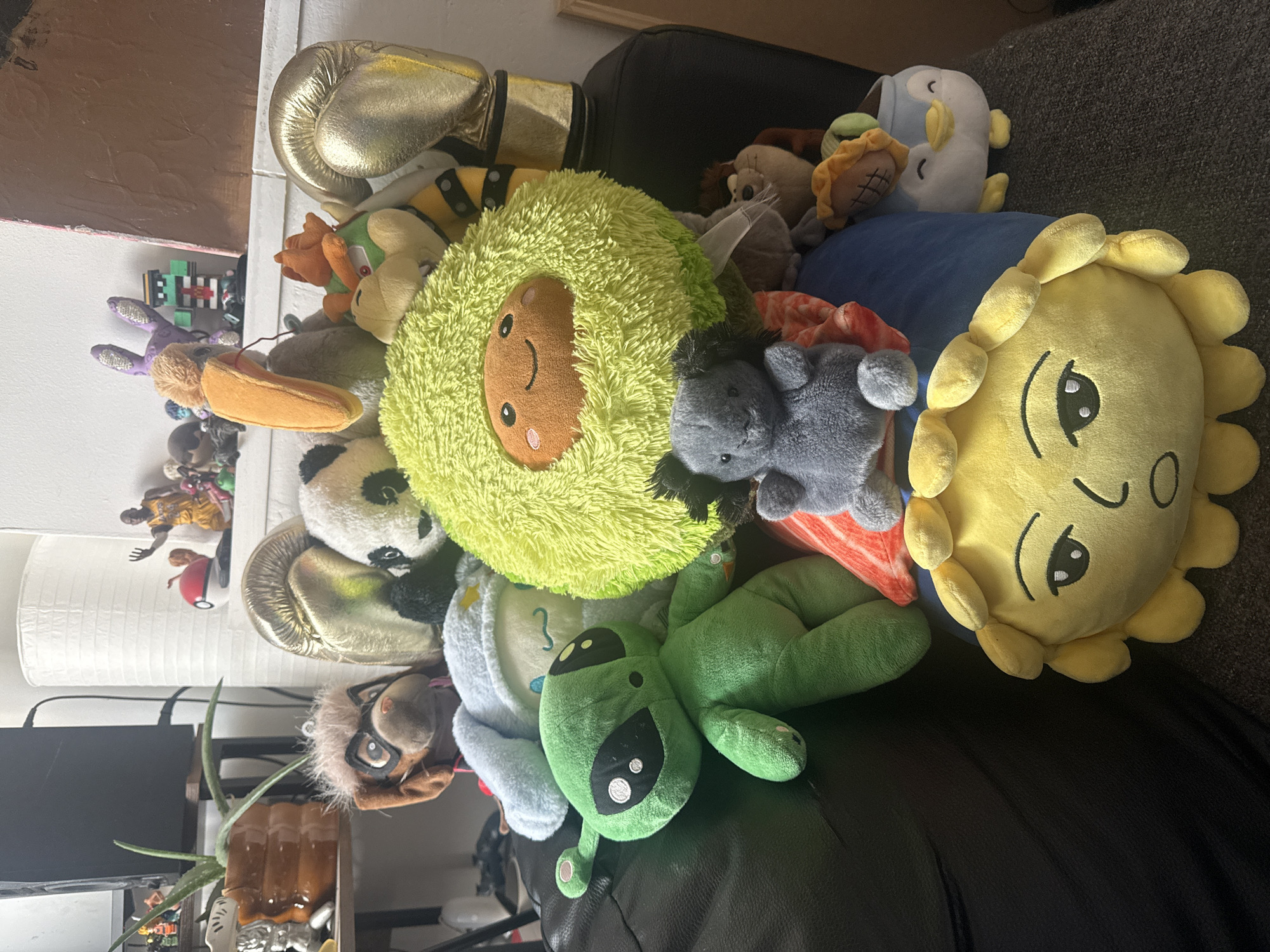 Assorted plush toys spotted on furniture in London
