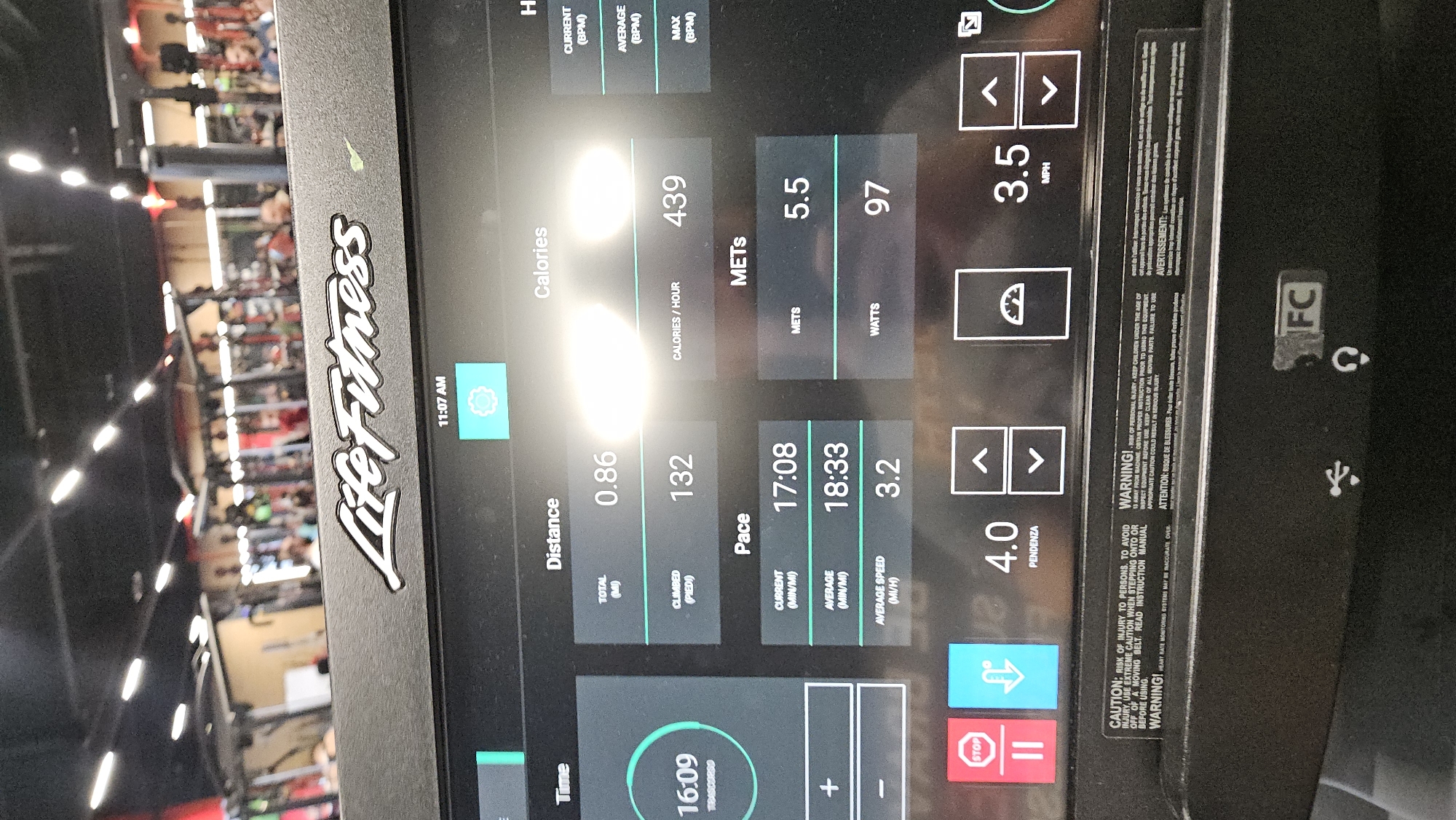 Treadmill workout session captured at busy Plovdiv gym