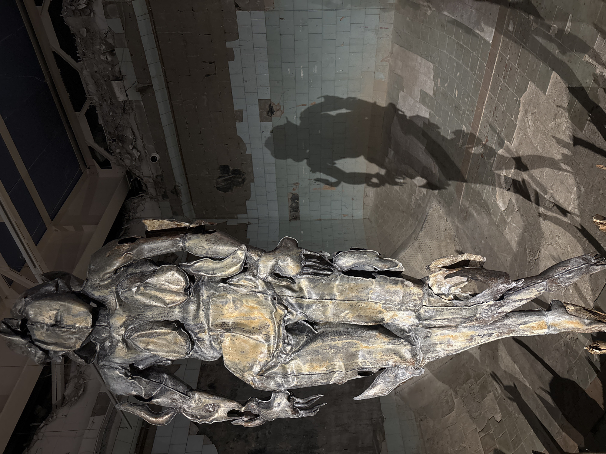 Metal sculptures documented in decaying Saint Petersburg building