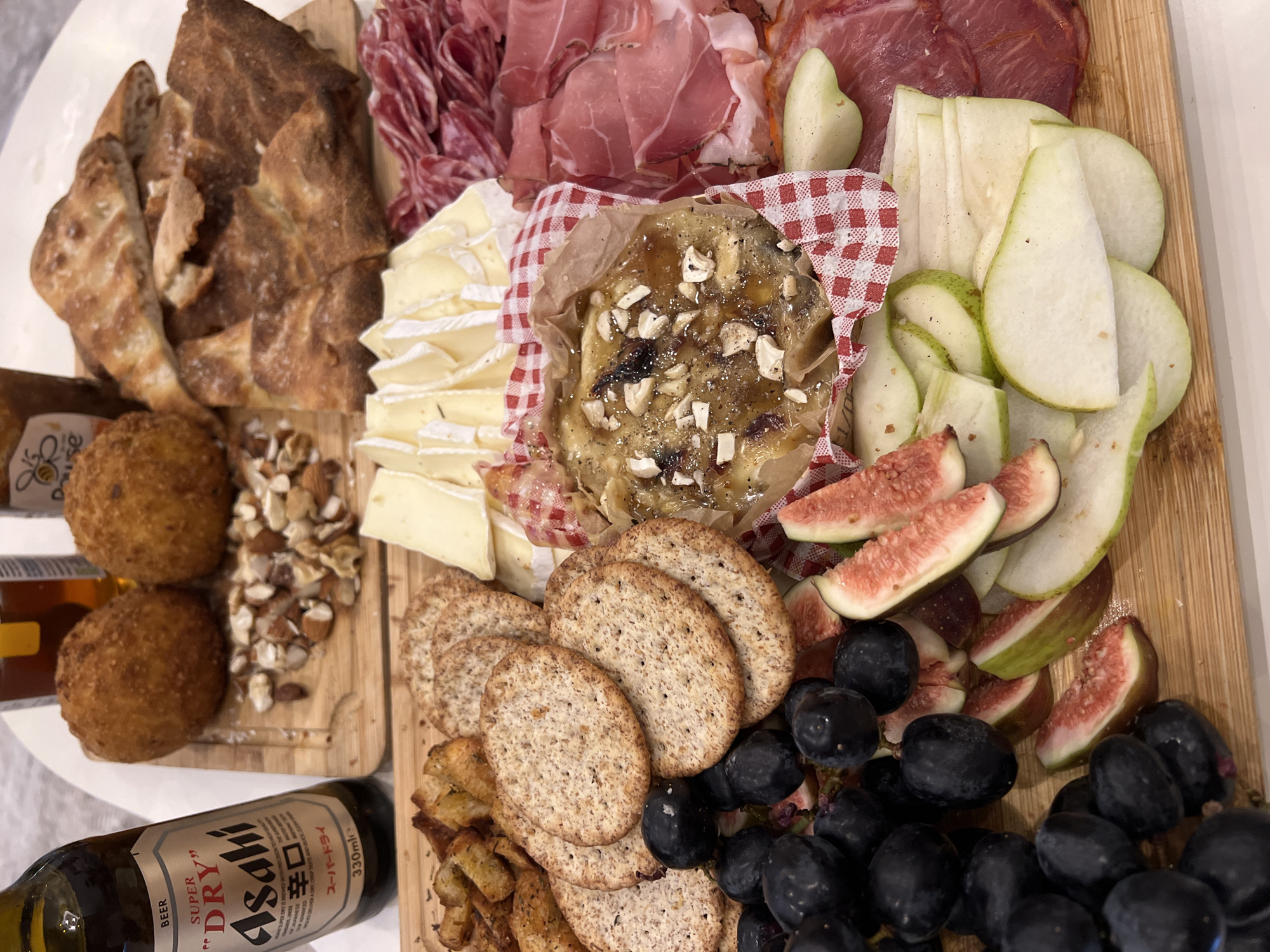 Charcuterie board spotted in London featuring bread and cured meats